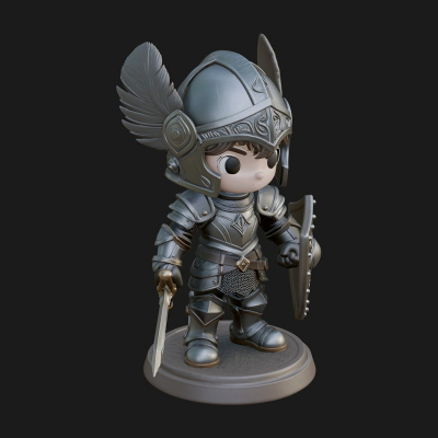 Chibi Winged Helm Paladin Statue Design 5 3D Print Model