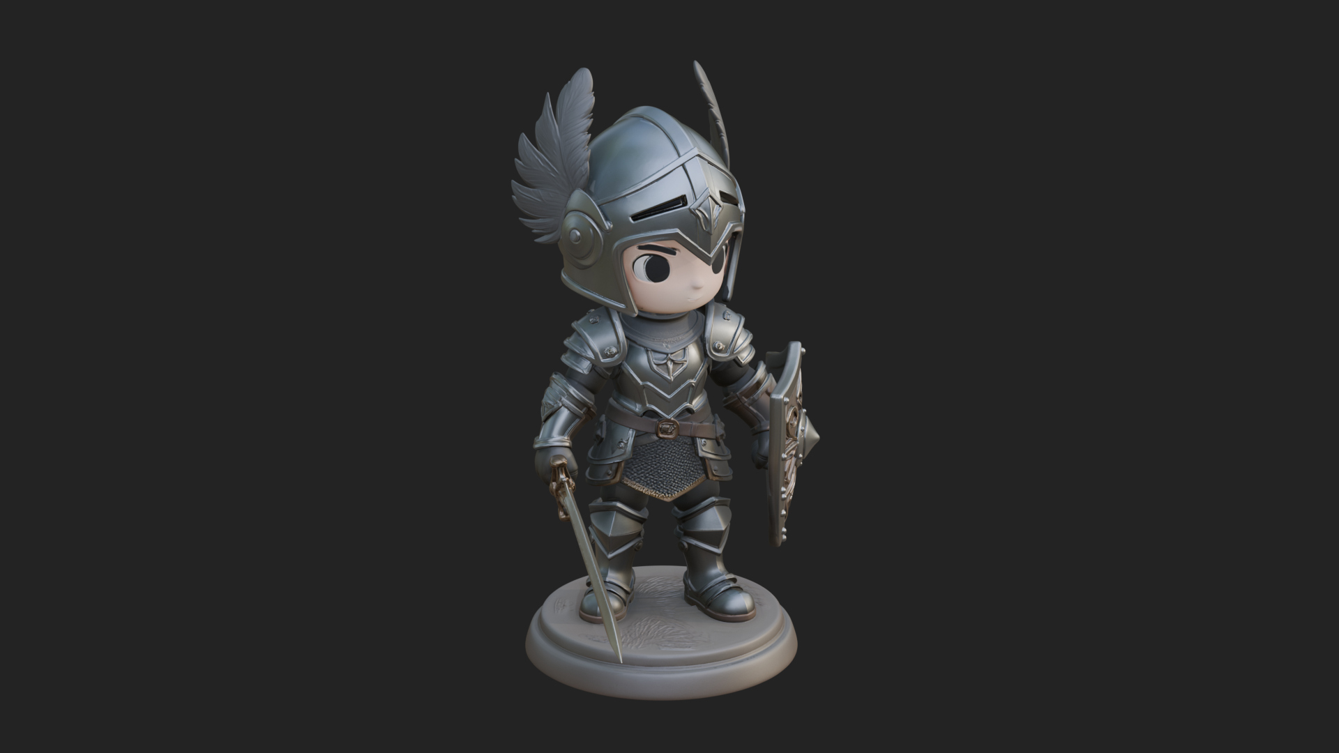 Chibi Winged Helm Paladin Statue Design 6 3D Print Model 3D Model