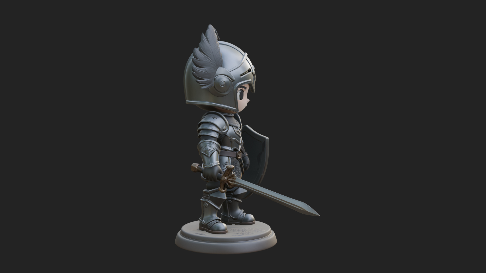 Chibi Winged Helm Paladin Statue Design 6 3D Print Model 3D Model