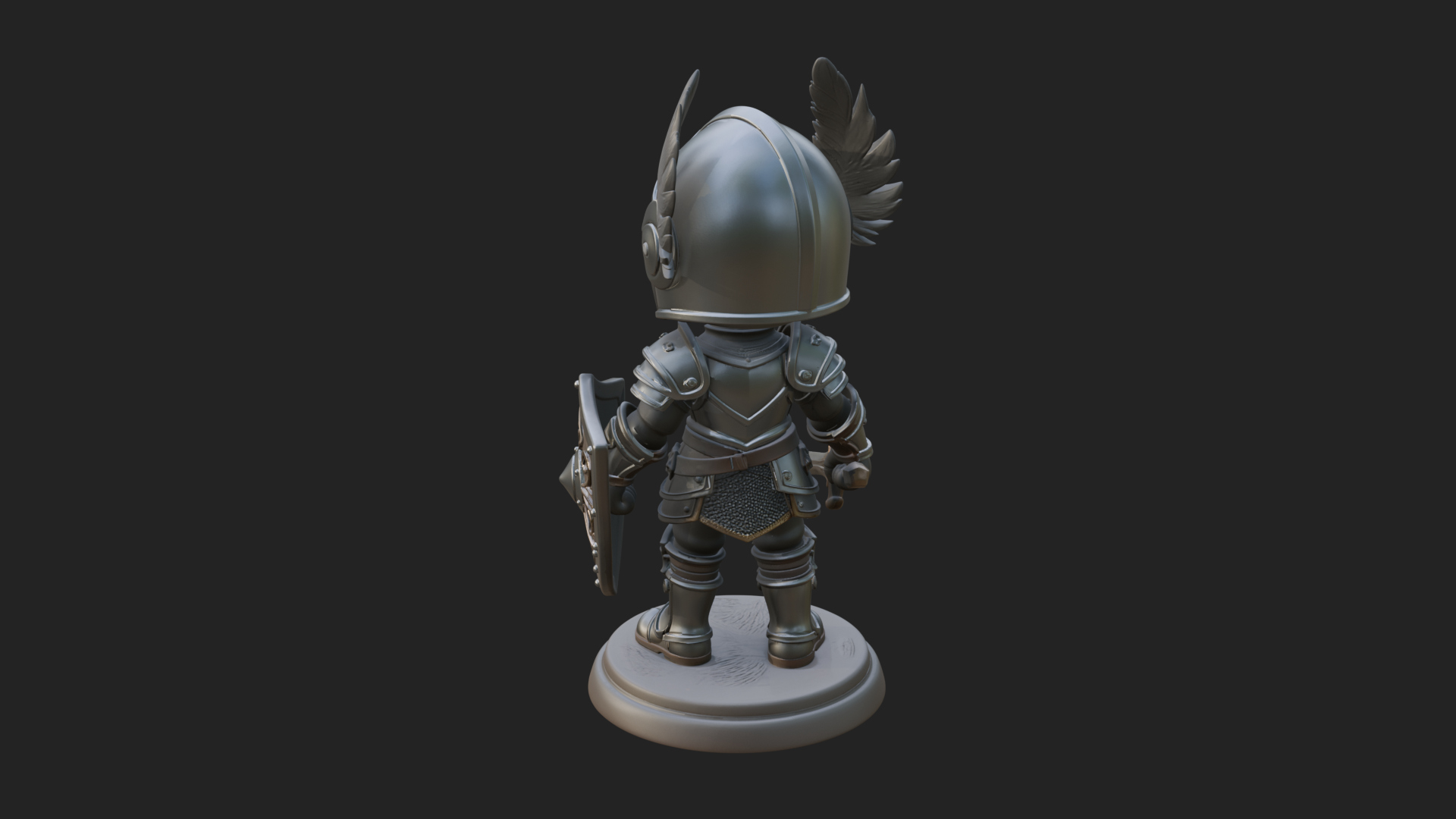 Chibi Winged Helm Paladin Statue Design 6 3D Print Model 3D Model