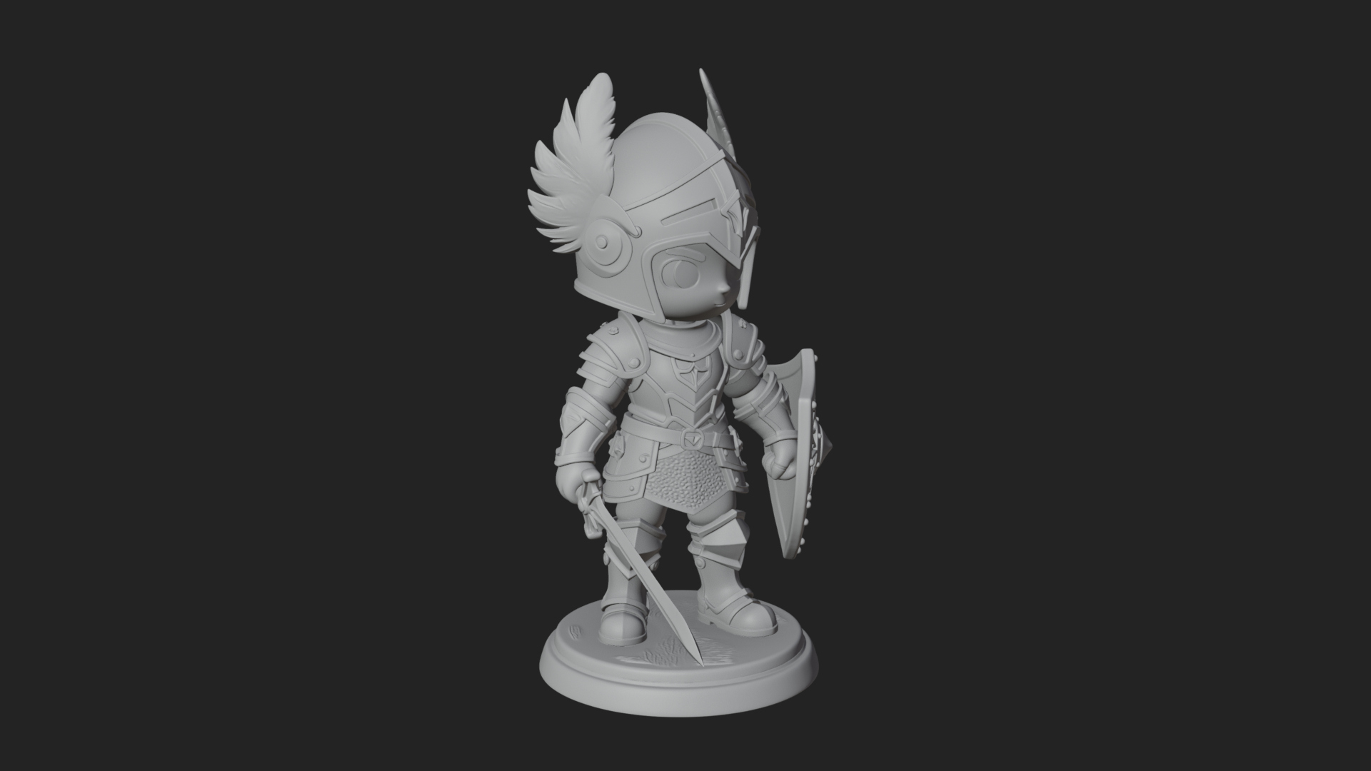 Chibi Winged Helm Paladin Statue Design 6 3D Print Model 3D Model