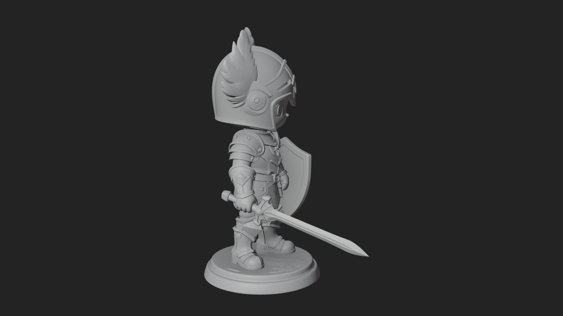 Chibi Winged Helm Paladin Statue Design 6 3D Print Model 3D Model