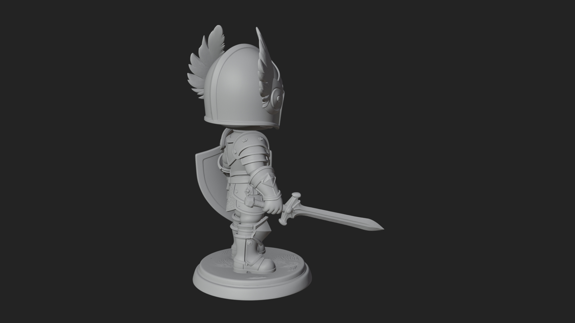 Chibi Winged Helm Paladin Statue Design 6 3D Print Model 3D Model