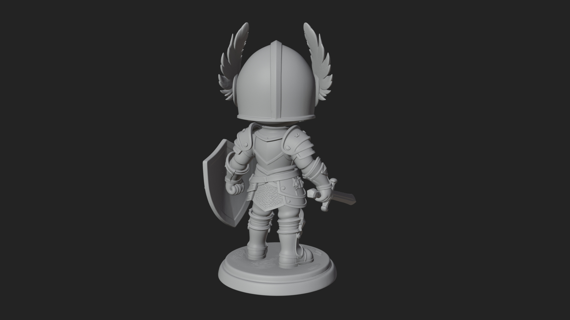 Chibi Winged Helm Paladin Statue Design 6 3D Print Model 3D Model