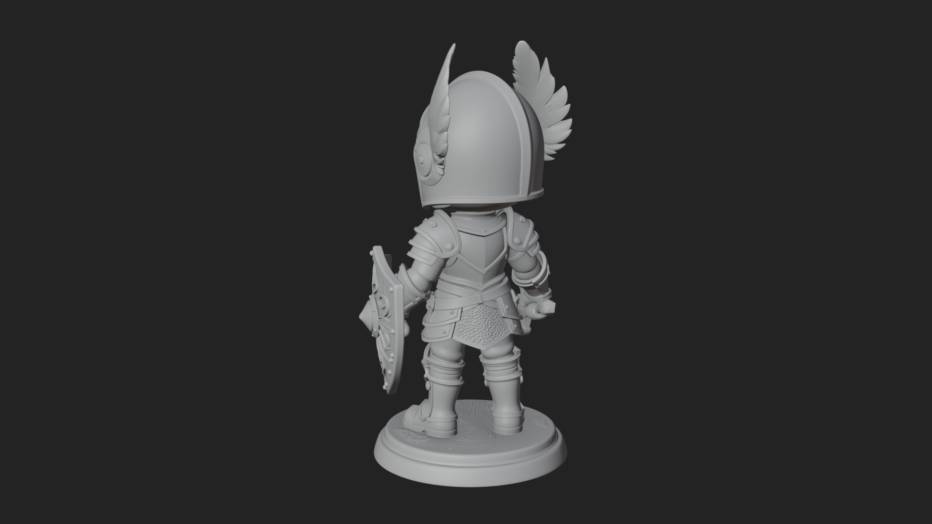 Chibi Winged Helm Paladin Statue Design 6 3D Print Model 3D Model