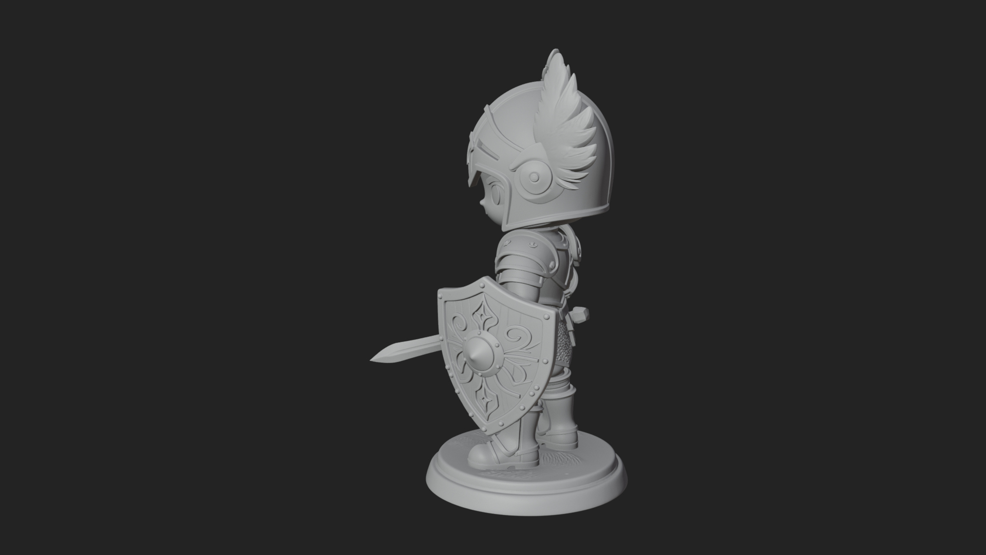 Chibi Winged Helm Paladin Statue Design 6 3D Print Model 3D Model