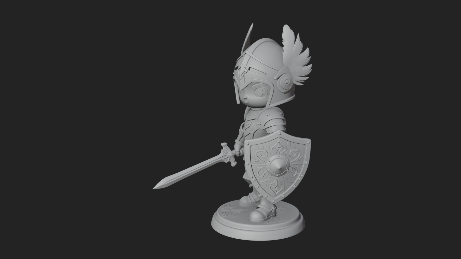 Chibi Winged Helm Paladin Statue Design 6 3D Print Model 3D Model