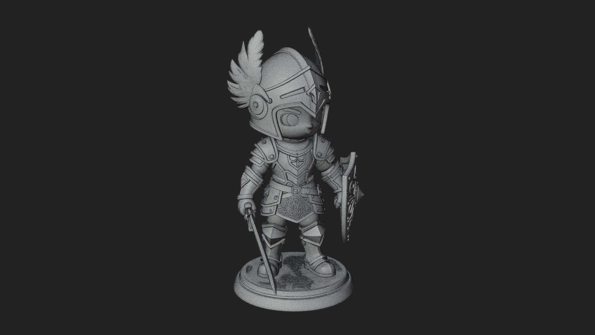 Chibi Winged Helm Paladin Statue Design 6 3D Print Model 3D Model