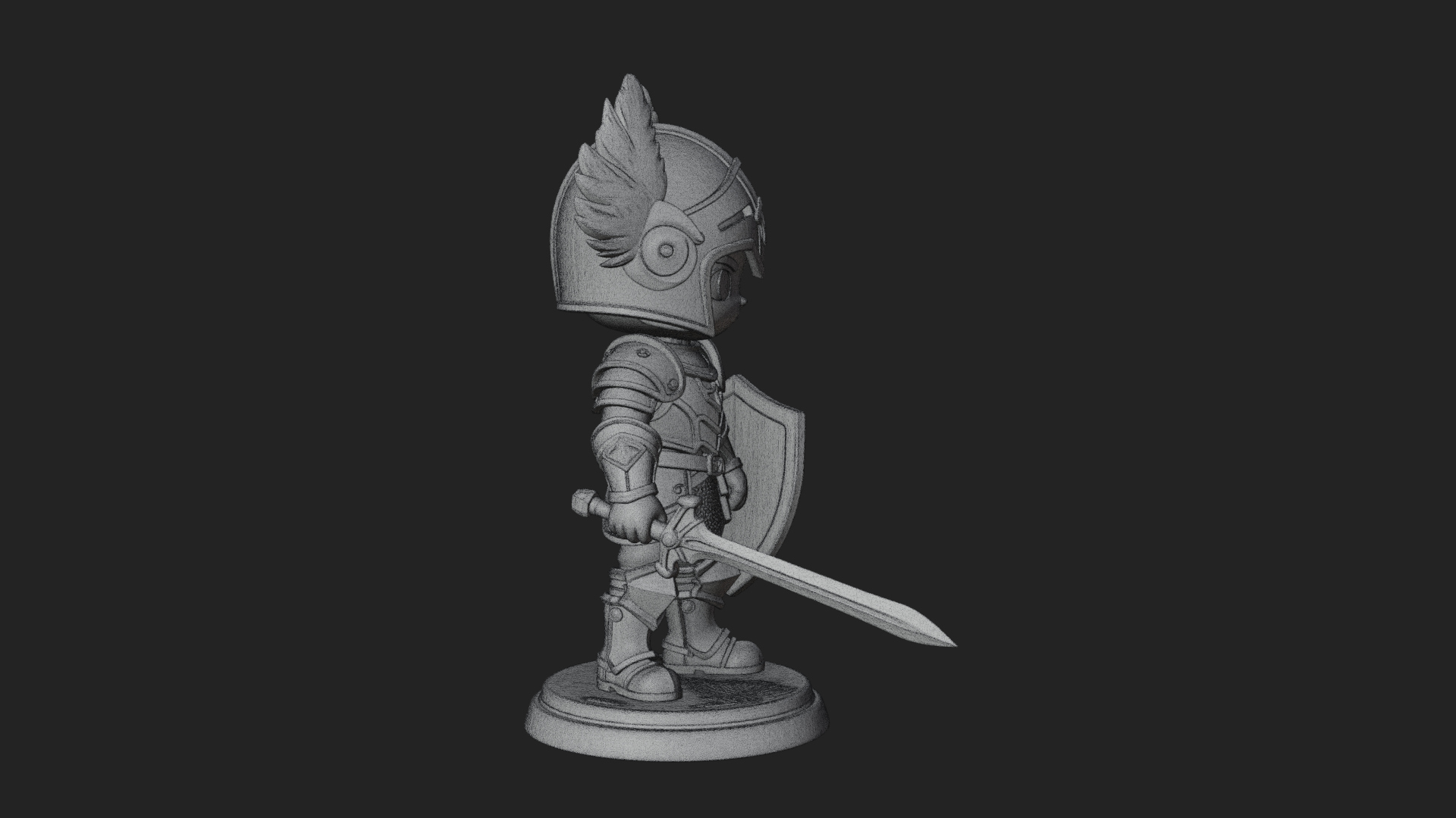 Chibi Winged Helm Paladin Statue Design 6 3D Print Model 3D Model