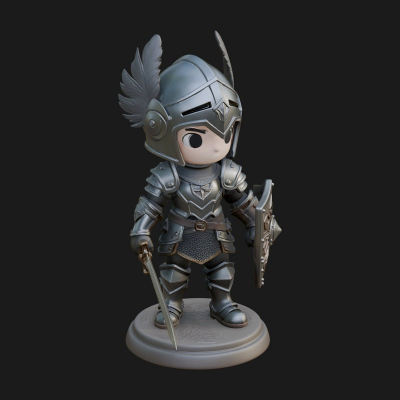 Chibi Winged Helm Paladin Statue Design 6 3D Print Model