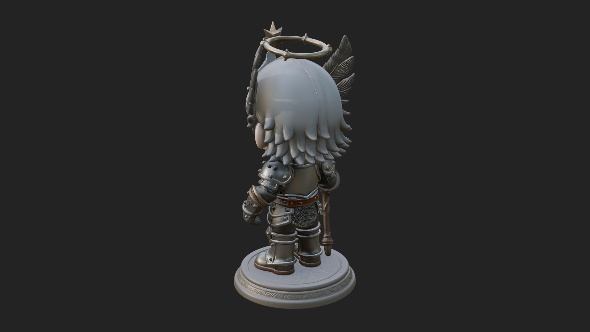 Chibi Winged Helm Paladin Statue Design 7 3D Print Model 3D Model