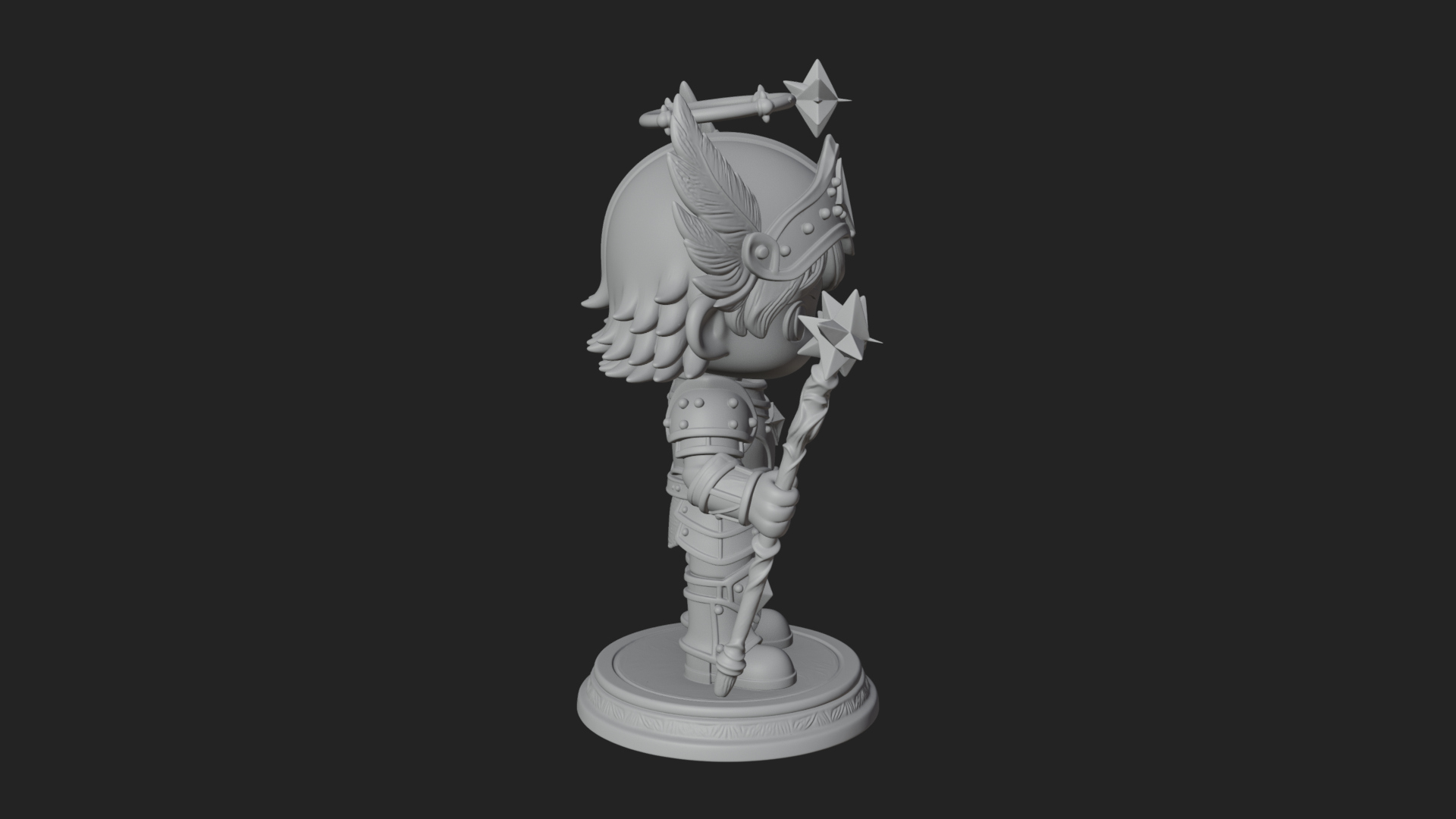 Chibi Winged Helm Paladin Statue Design 7 3D Print Model 3D Model