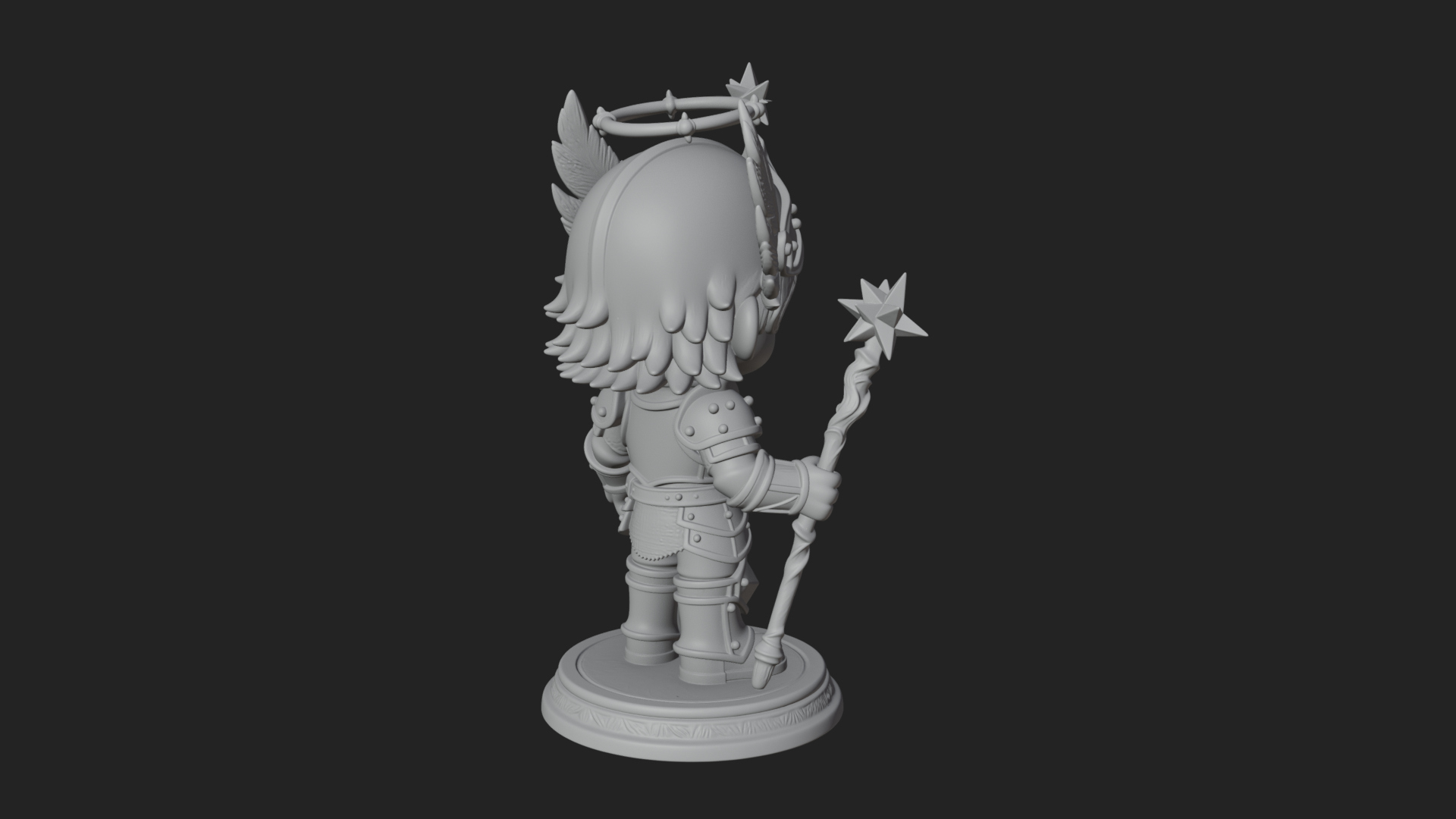 Chibi Winged Helm Paladin Statue Design 7 3D Print Model 3D Model