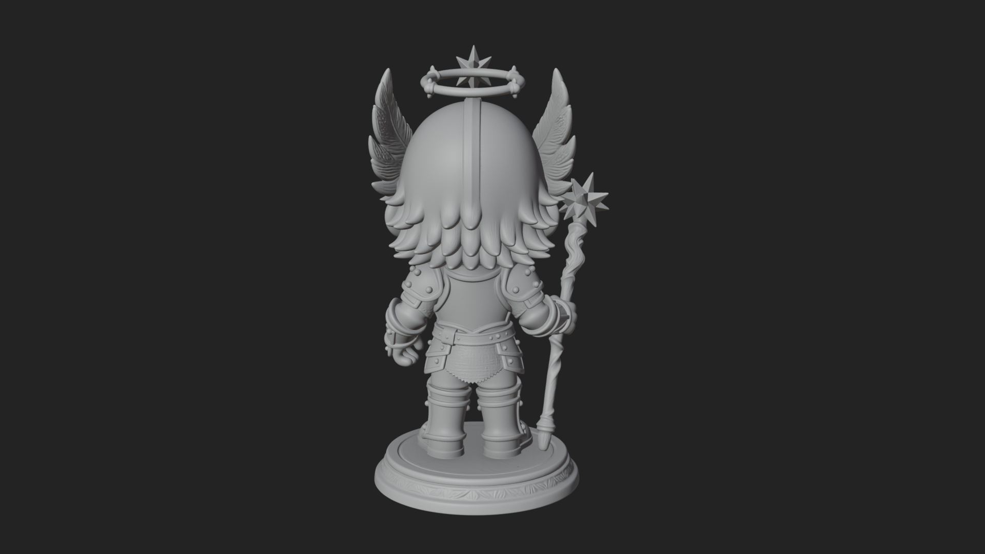 Chibi Winged Helm Paladin Statue Design 7 3D Print Model 3D Model