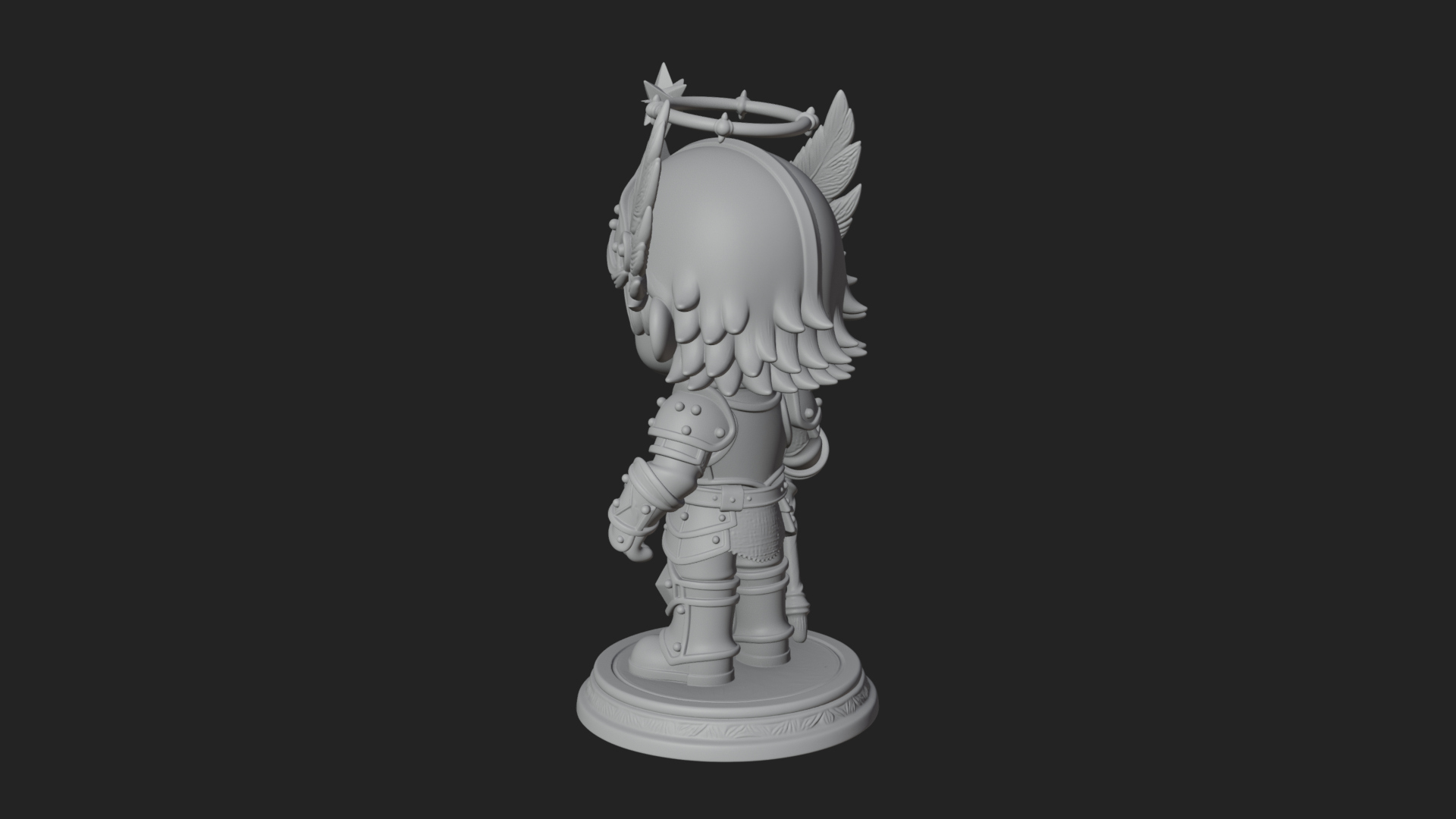 Chibi Winged Helm Paladin Statue Design 7 3D Print Model 3D Model