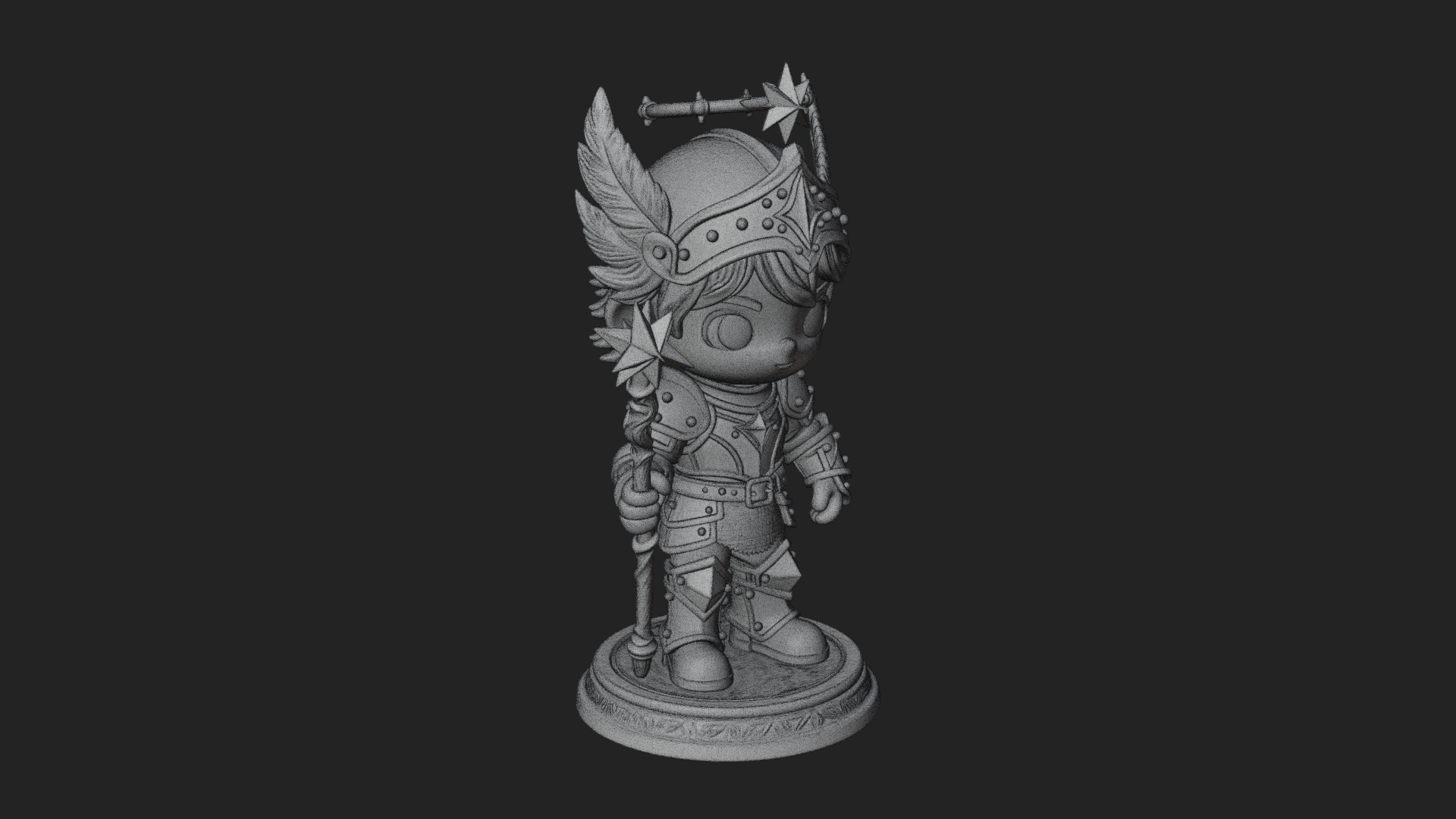 Chibi Winged Helm Paladin Statue Design 7 3D Print Model 3D Model