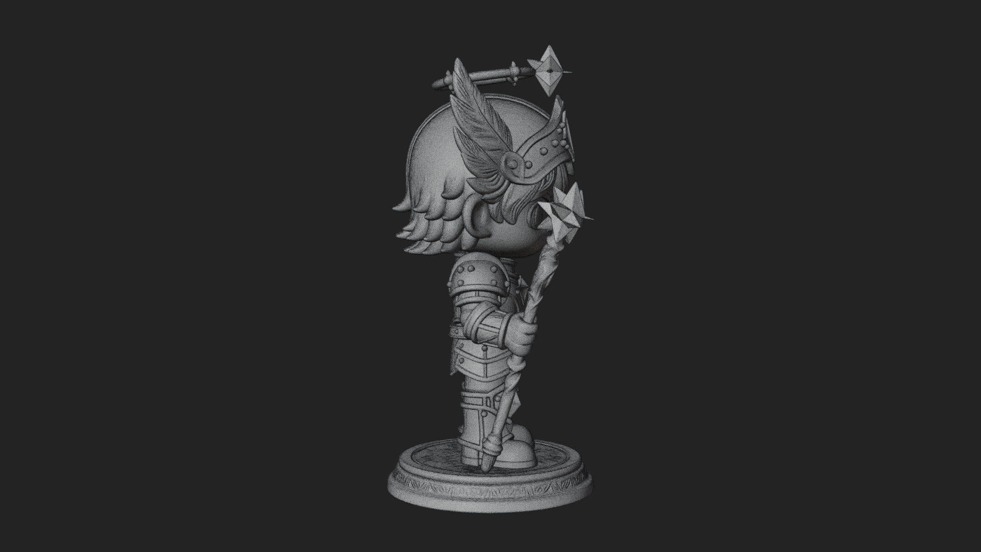 Chibi Winged Helm Paladin Statue Design 7 3D Print Model 3D Model