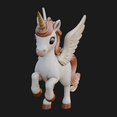 Chibi Winged Unicorn Statue Design 1 3D Print Model