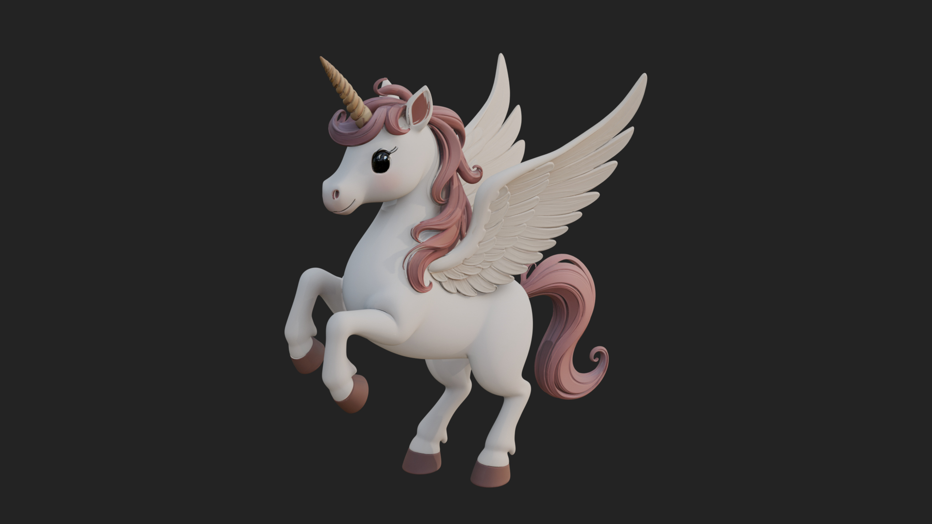 Chibi Winged Unicorn Statue Design 2 3D Print Model 3D Model