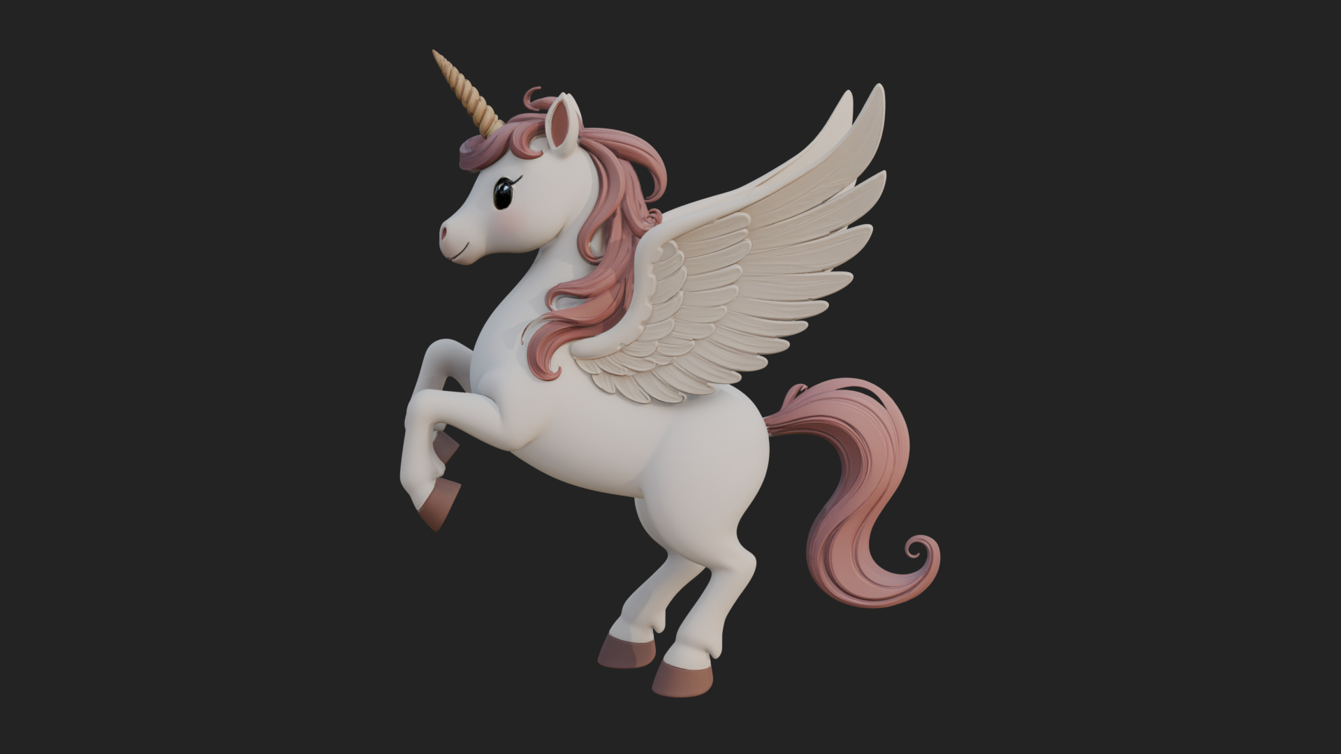 Chibi Winged Unicorn Statue Design 2 3D Print Model 3D Model