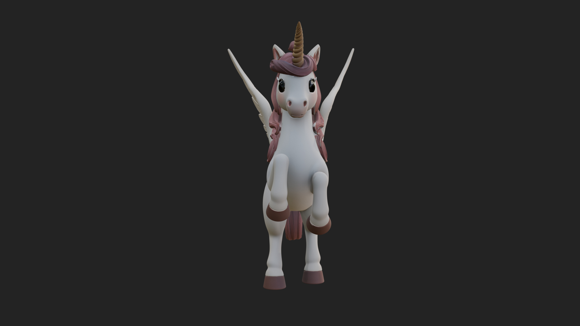 Chibi Winged Unicorn Statue Design 2 3D Print Model 3D Model
