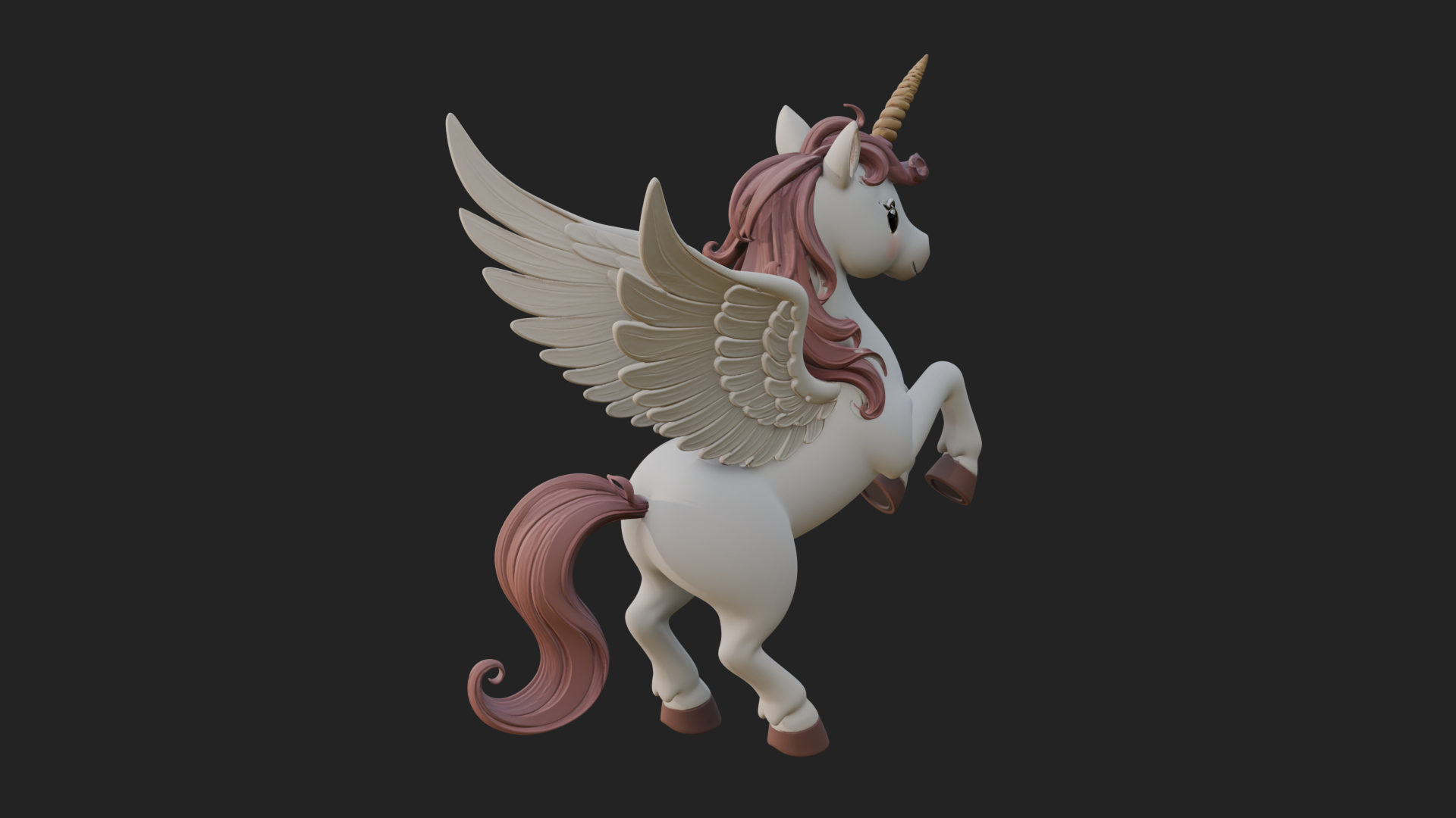 Chibi Winged Unicorn Statue Design 2 3D Print Model 3D Model