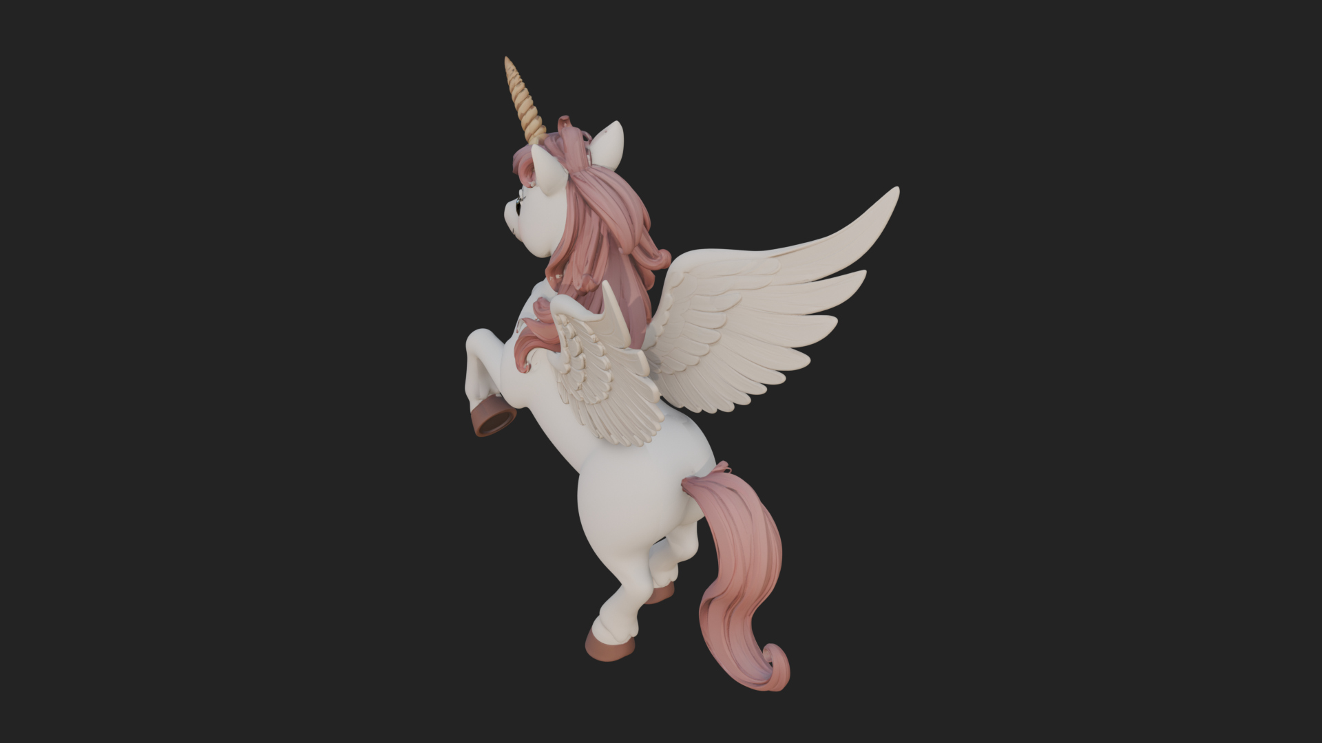 Chibi Winged Unicorn Statue Design 2 3D Print Model 3D Model