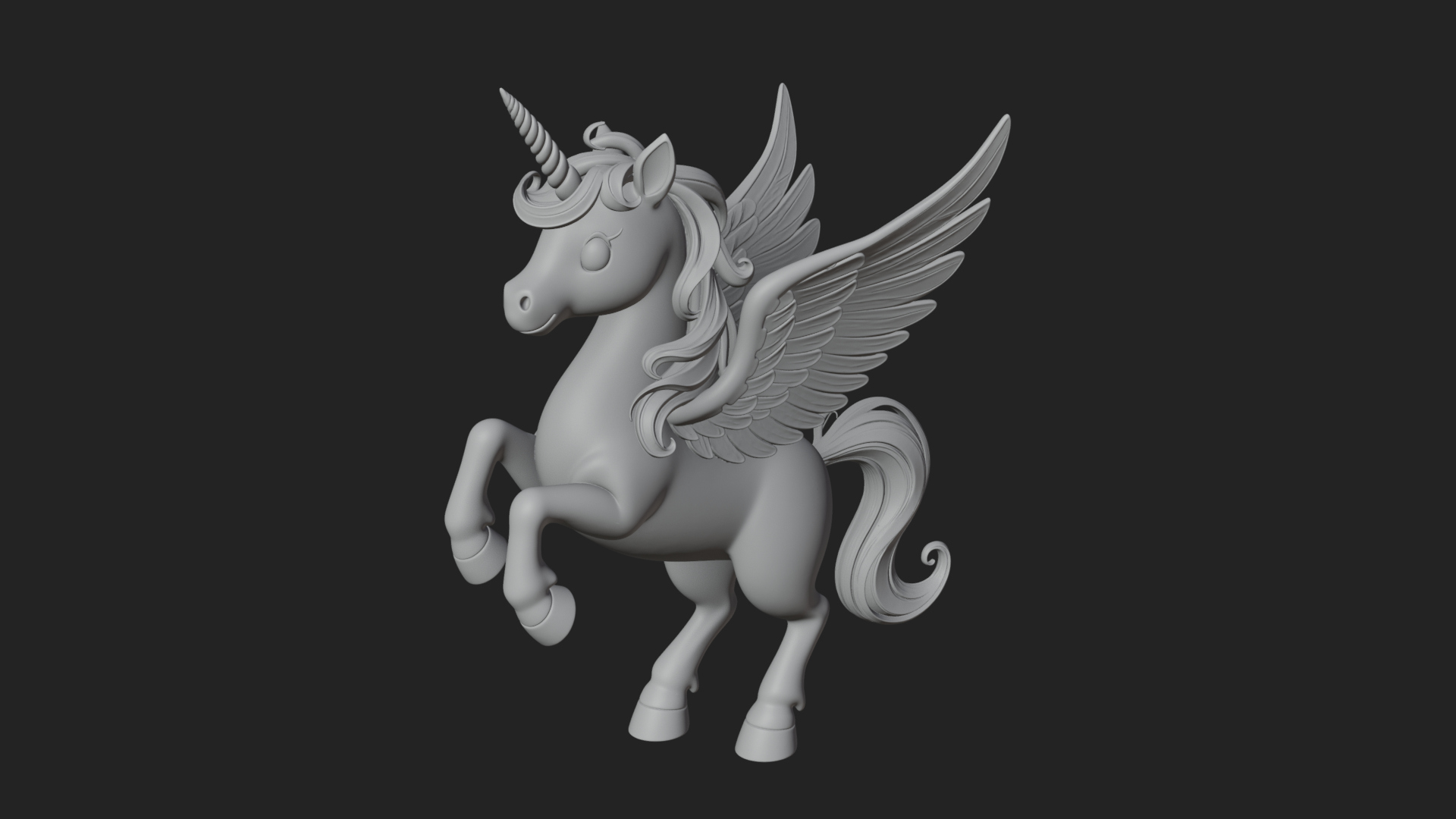 Chibi Winged Unicorn Statue Design 2 3D Print Model 3D Model