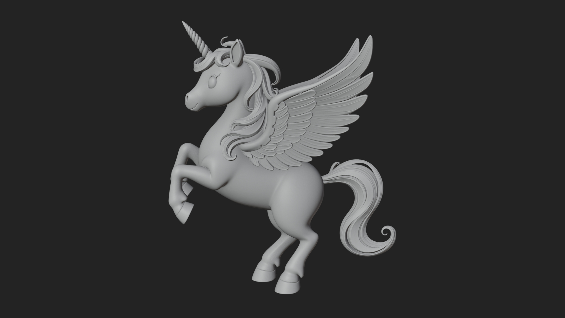 Chibi Winged Unicorn Statue Design 2 3D Print Model 3D Model