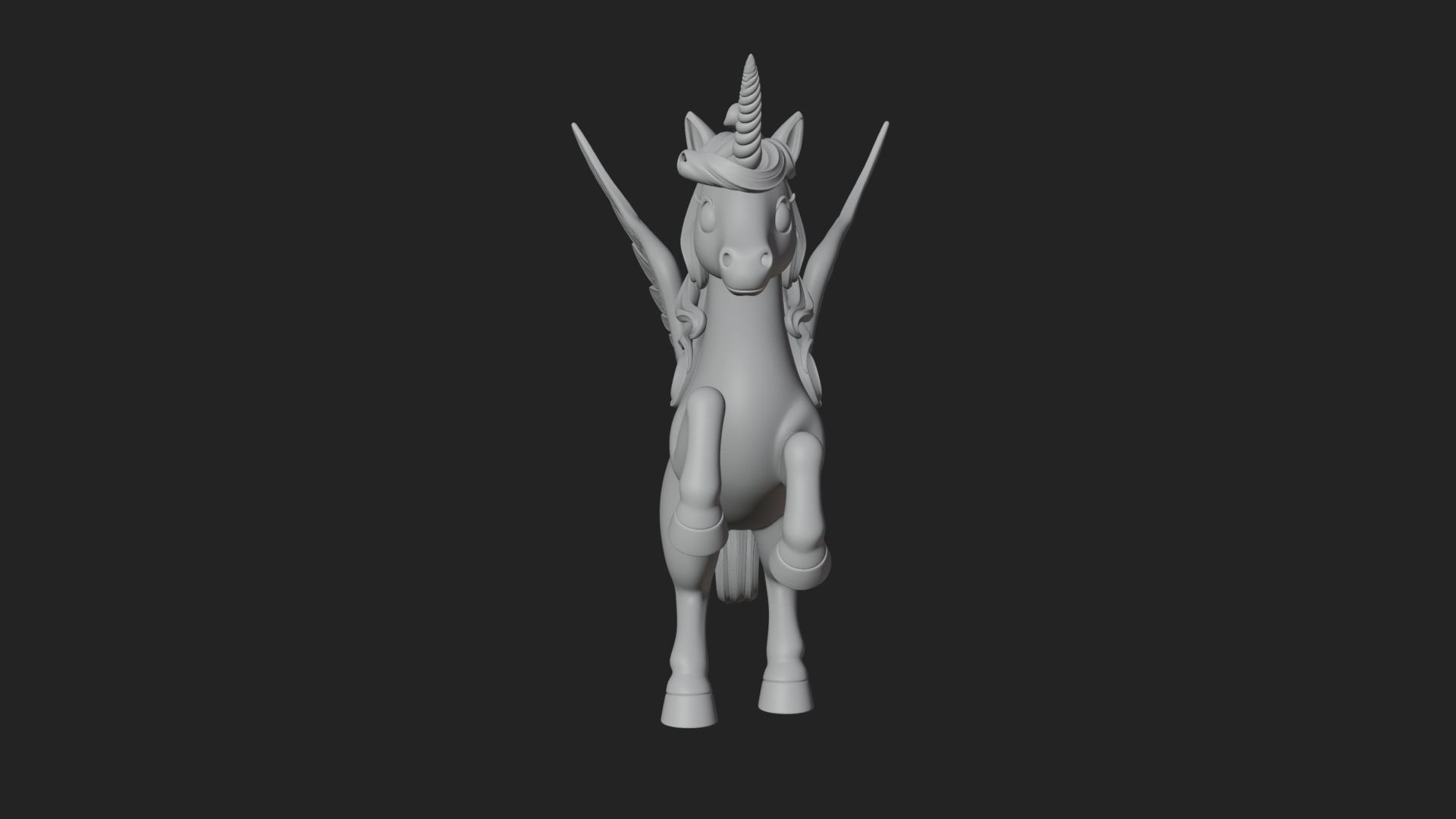 Chibi Winged Unicorn Statue Design 2 3D Print Model 3D Model