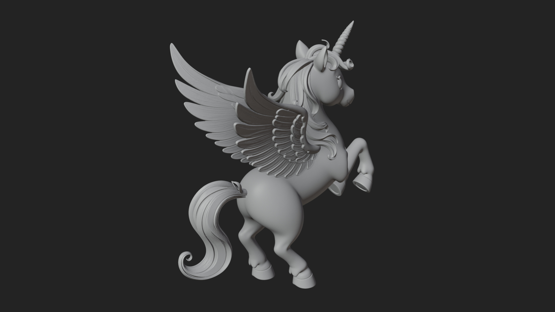 Chibi Winged Unicorn Statue Design 2 3D Print Model 3D Model