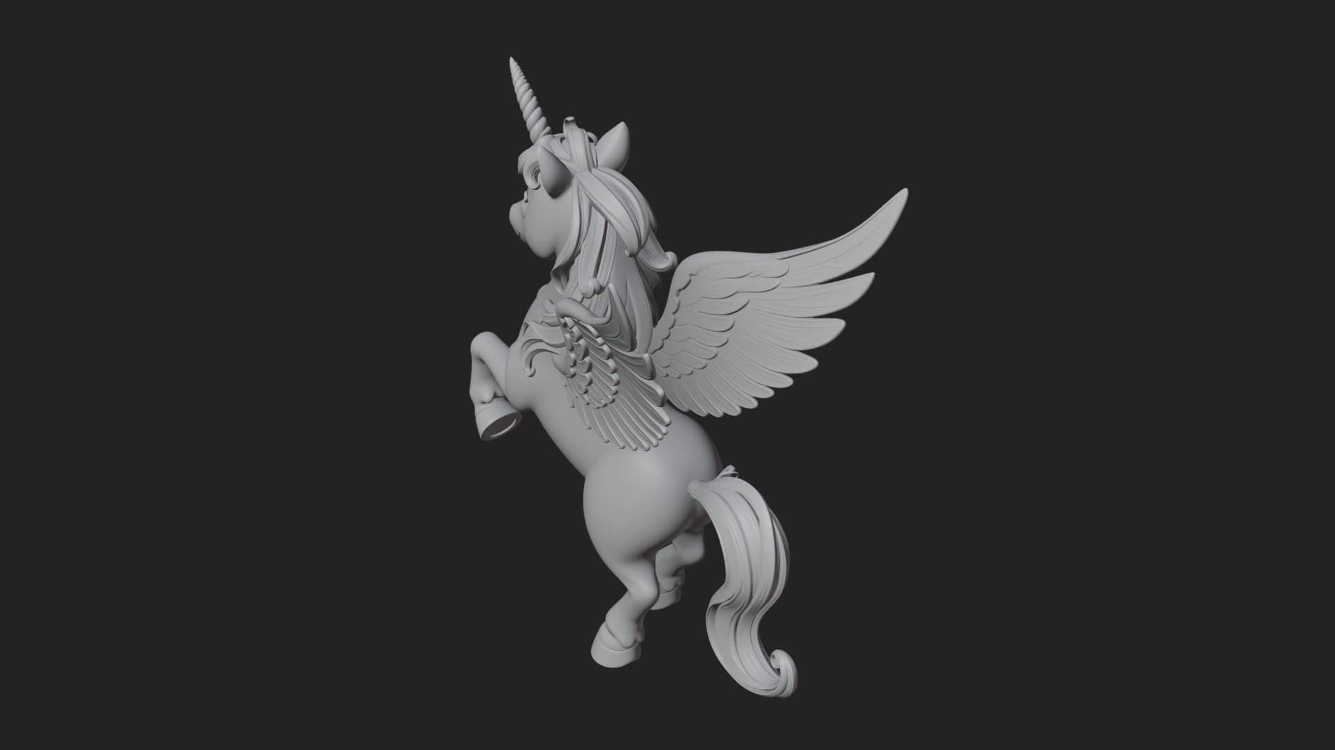 Chibi Winged Unicorn Statue Design 2 3D Print Model 3D Model