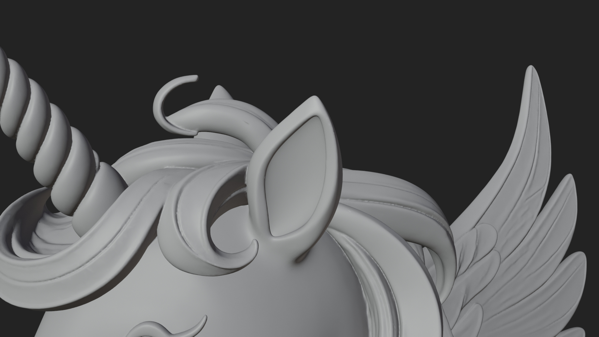 Chibi Winged Unicorn Statue Design 2 3D Print Model 3D Model