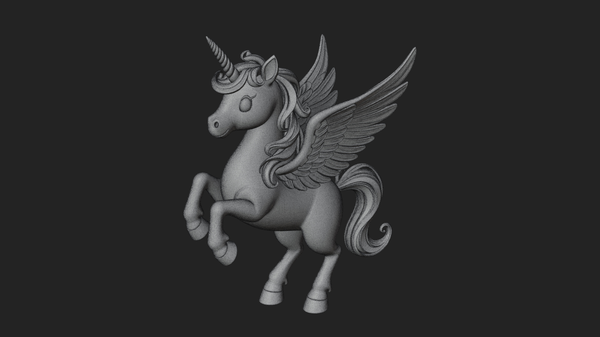 Chibi Winged Unicorn Statue Design 2 3D Print Model 3D Model