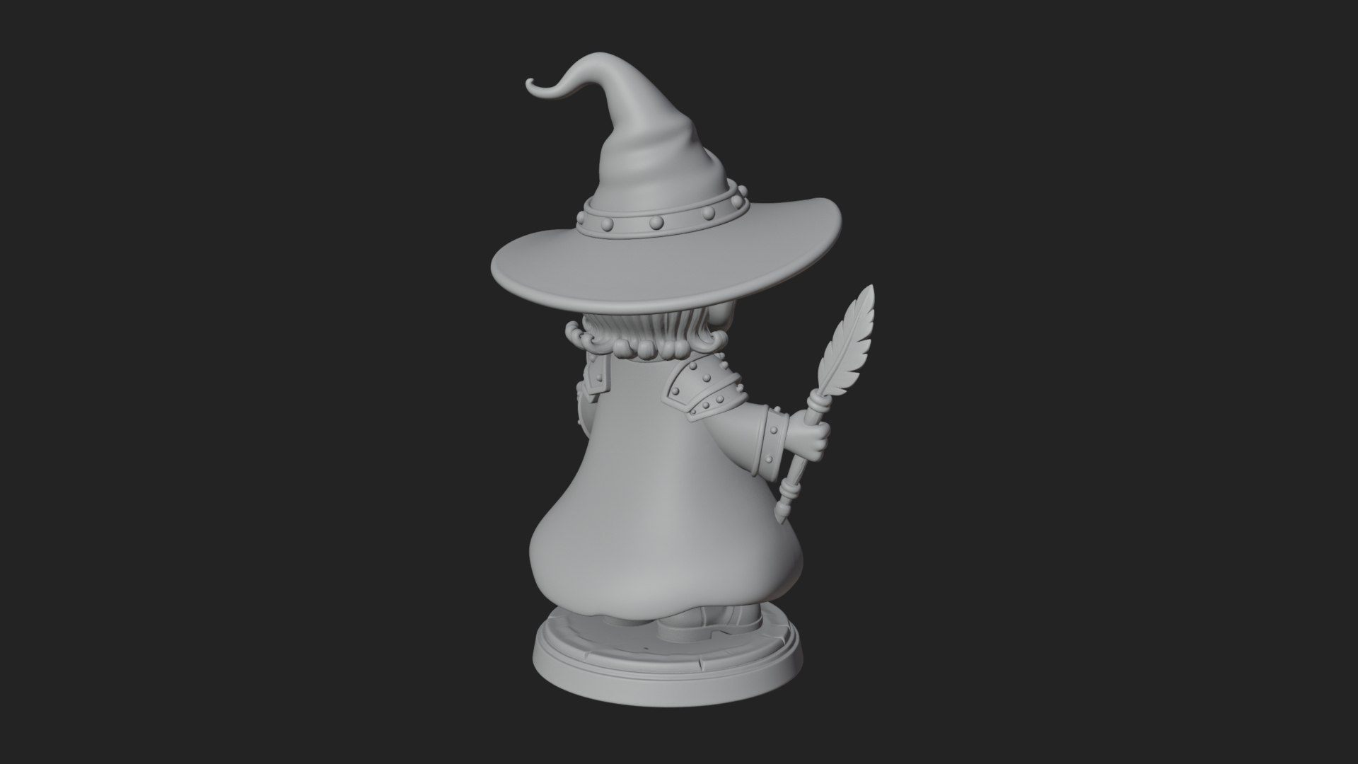 Chibi Wizard With Long Staff Statue Design 2 3D Print Model 3D Model