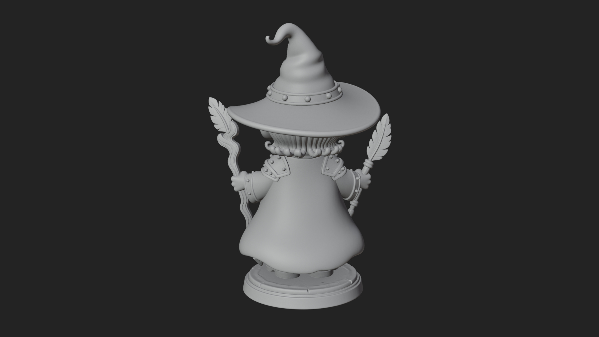Chibi Wizard With Long Staff Statue Design 2 3D Print Model 3D Model
