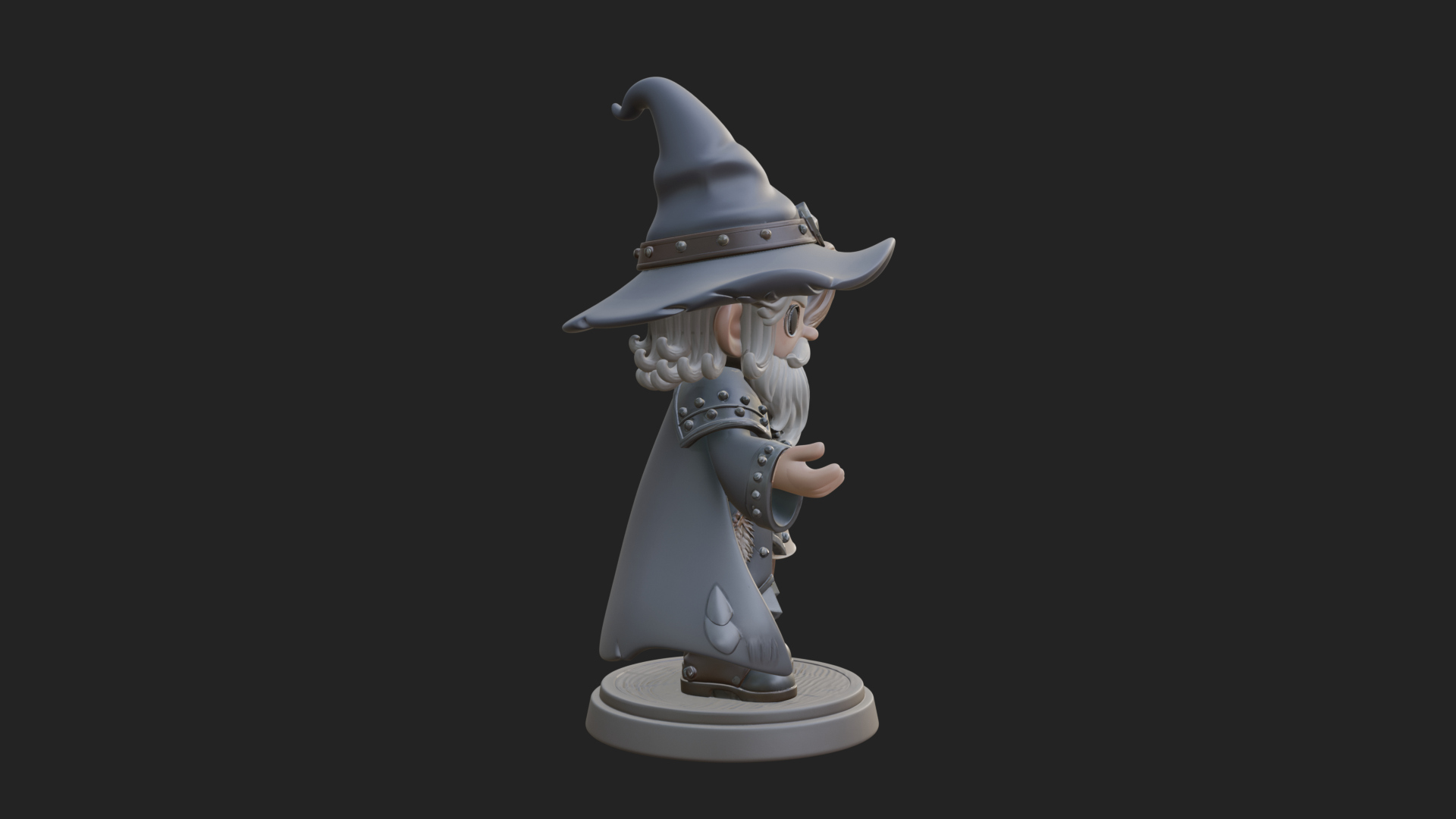 Chibi Wizard With Long Staff Statue Design 3 3D Print Model 3D Model