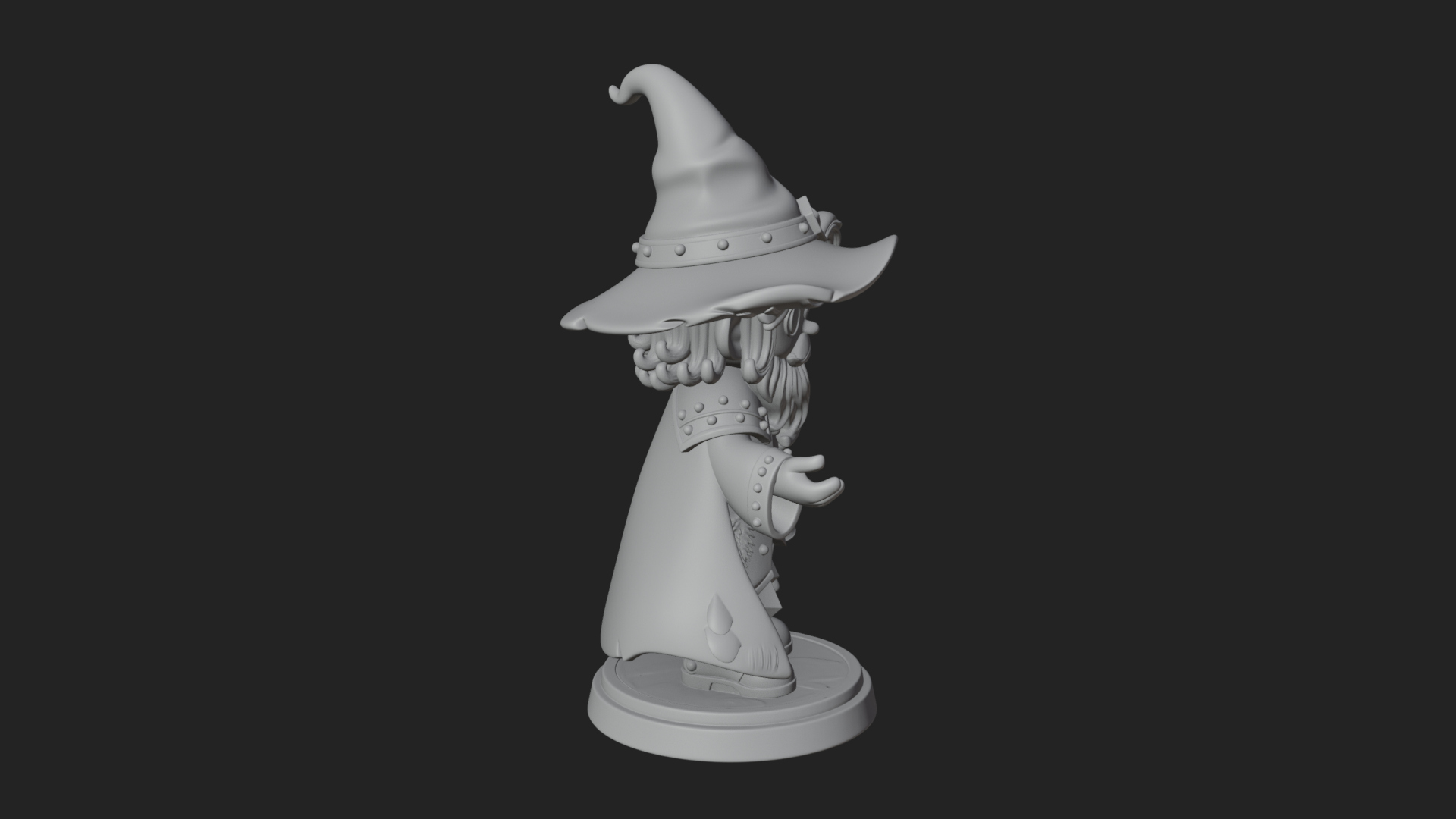Chibi Wizard With Long Staff Statue Design 3 3D Print Model 3D Model