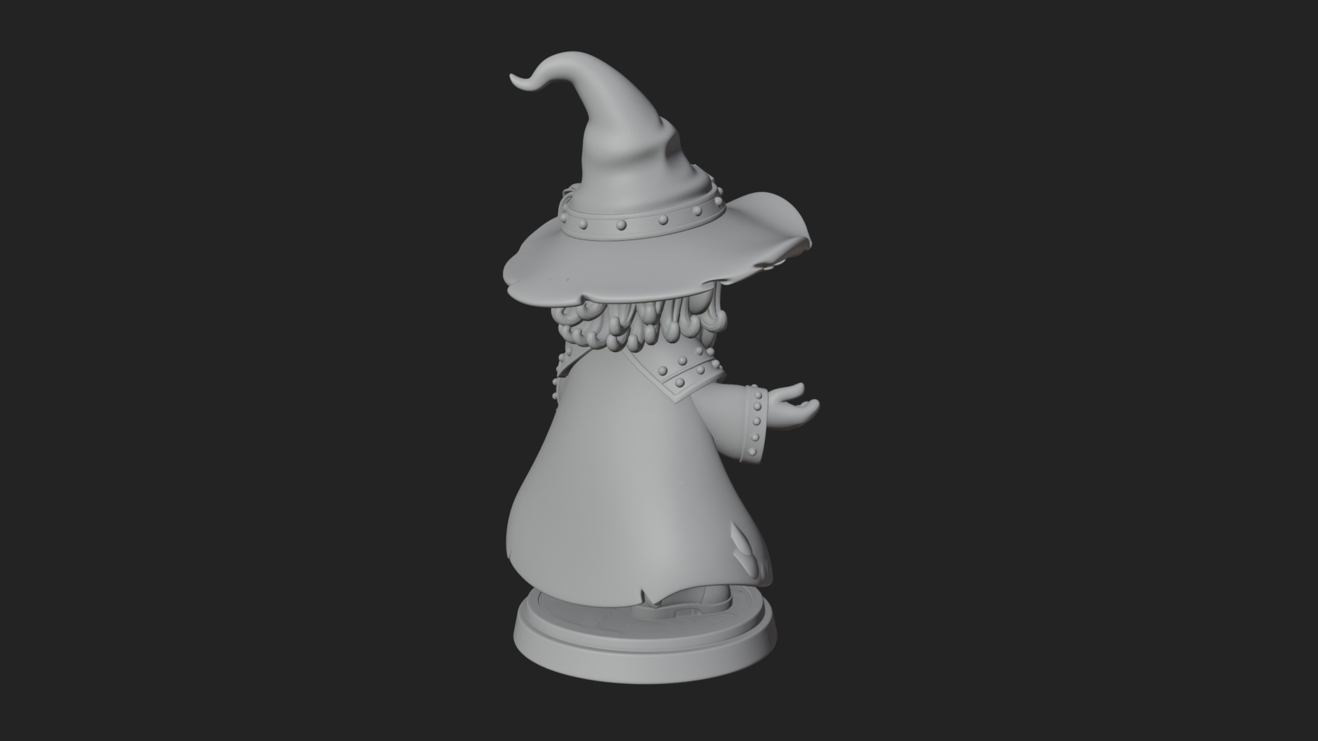 Chibi Wizard With Long Staff Statue Design 3 3D Print Model 3D Model