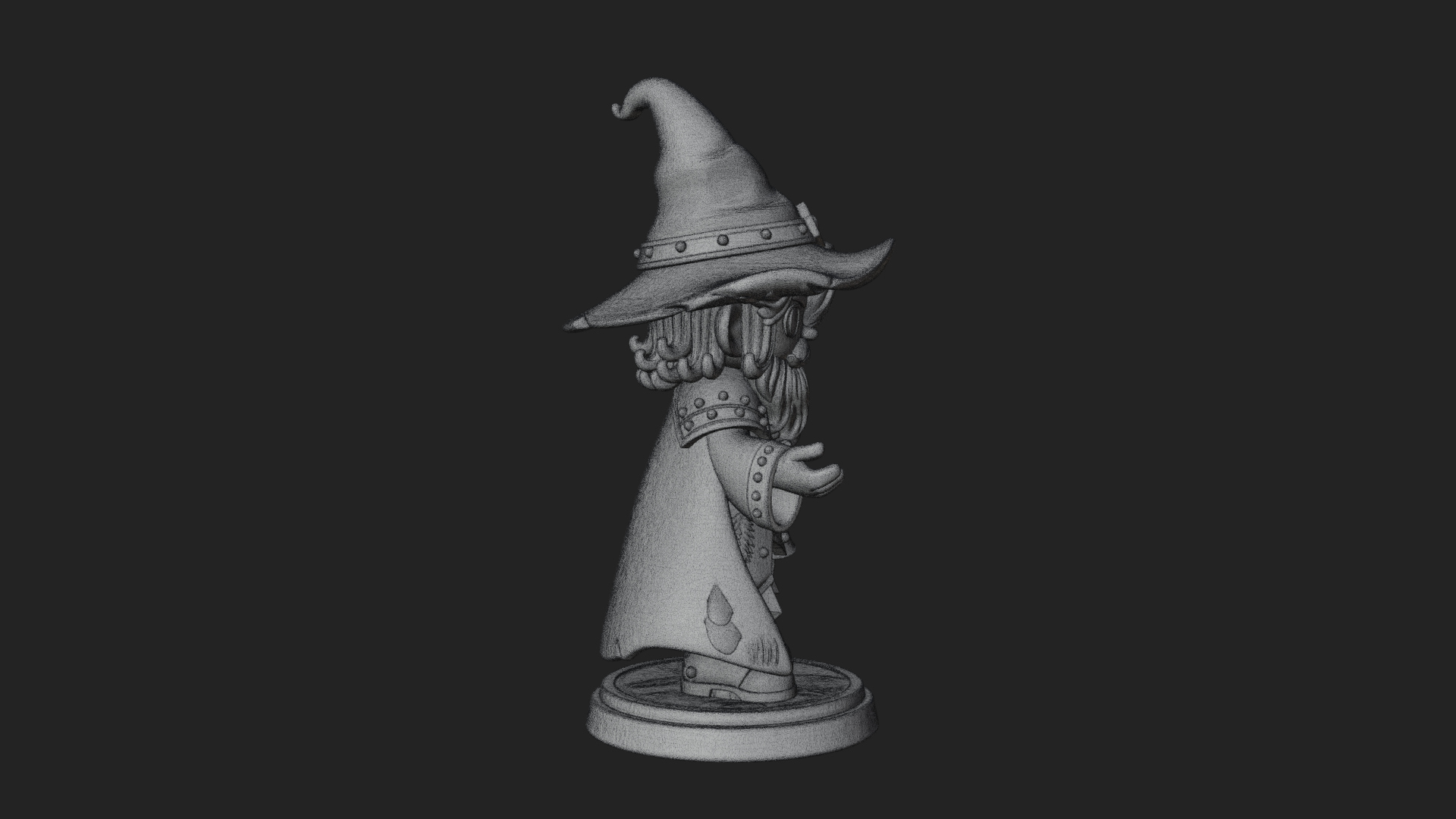 Chibi Wizard With Long Staff Statue Design 3 3D Print Model 3D Model