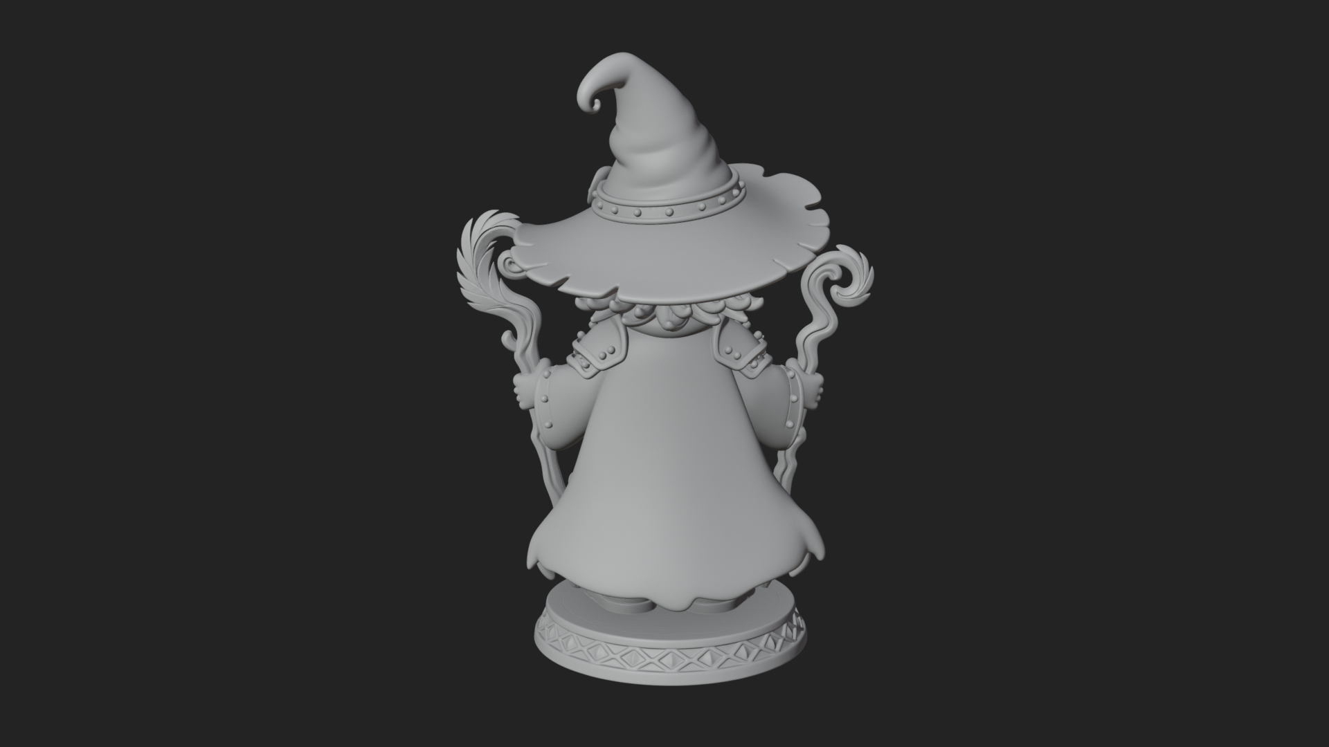 Chibi Wizard With Long Staff Statue Design 4 3D Print Model 3D Model