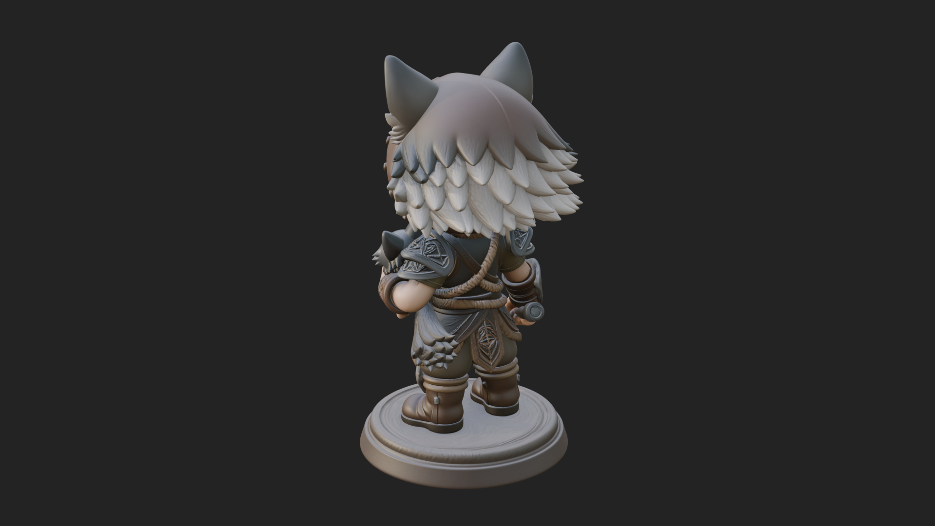 Chibi Wolf Helm Ranger Statue Design 1 3D Print Model 3D Model