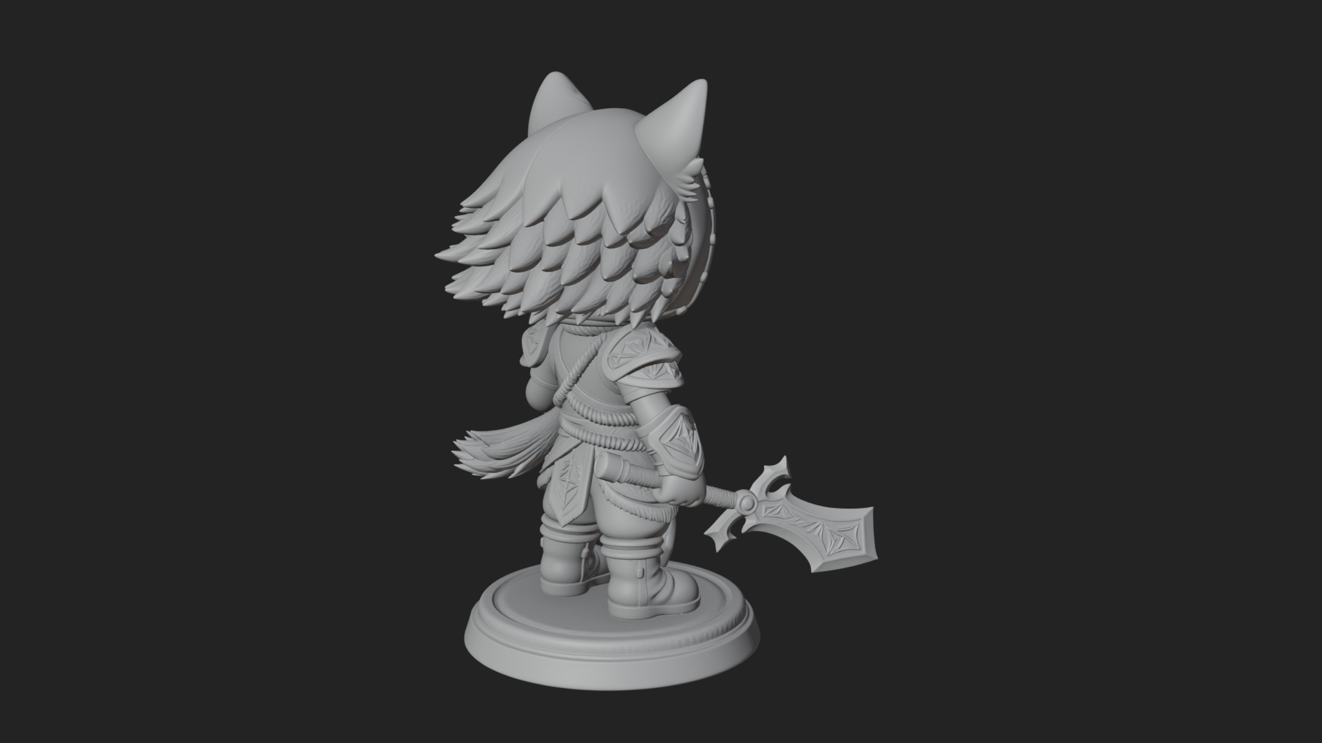Chibi Wolf Helm Ranger Statue Design 1 3D Print Model 3D Model