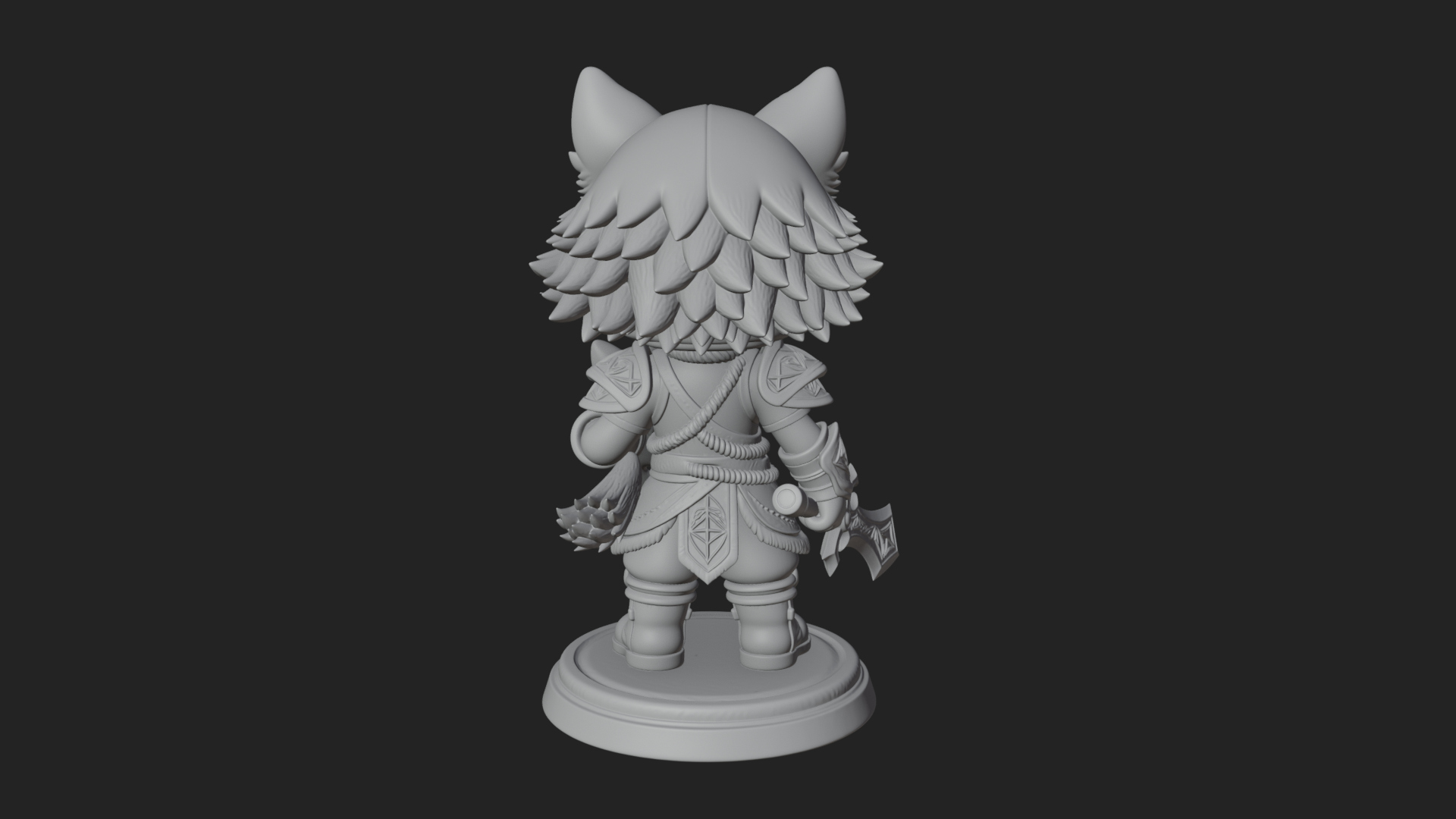 Chibi Wolf Helm Ranger Statue Design 1 3D Print Model 3D Model