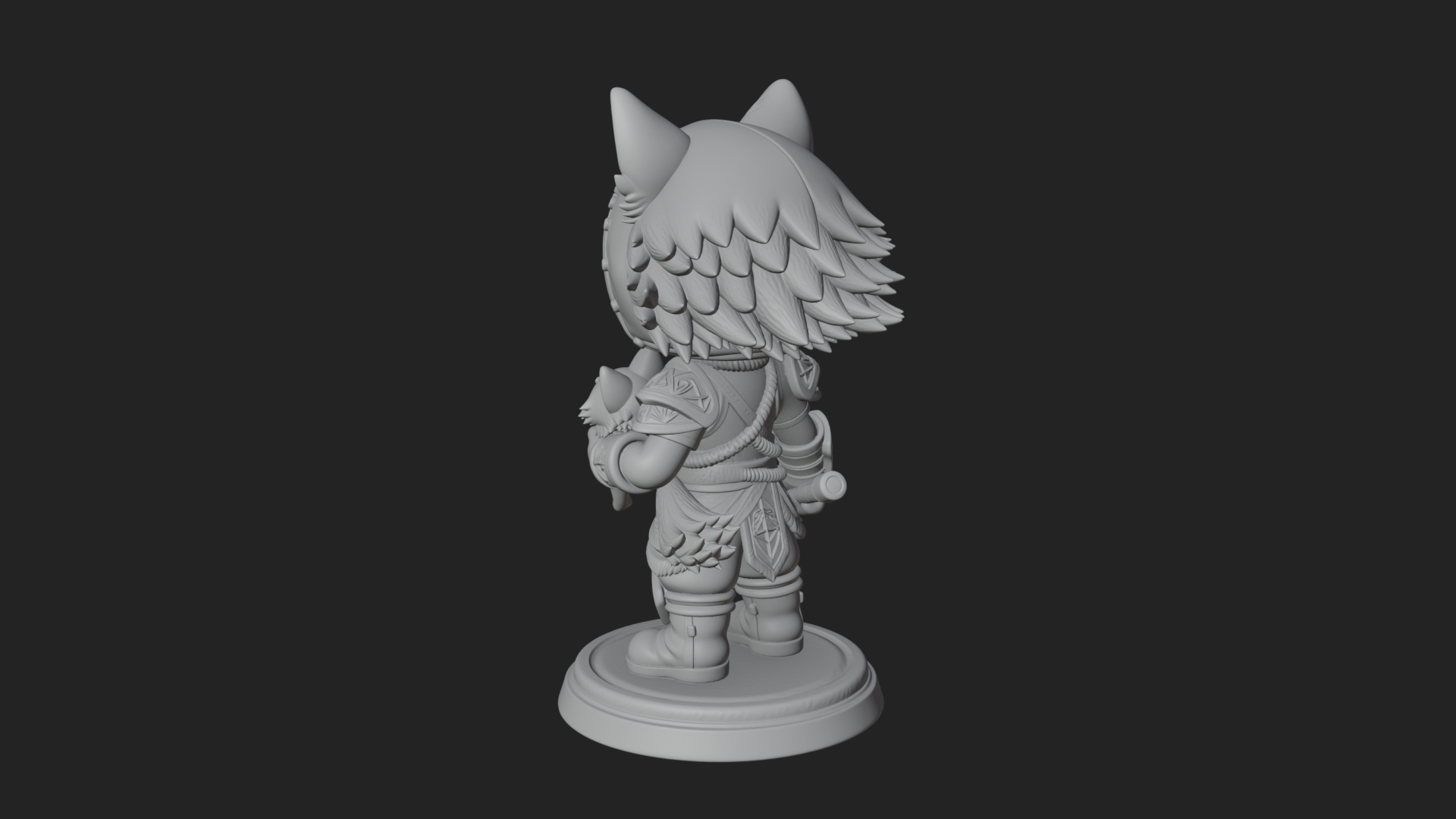 Chibi Wolf Helm Ranger Statue Design 1 3D Print Model 3D Model