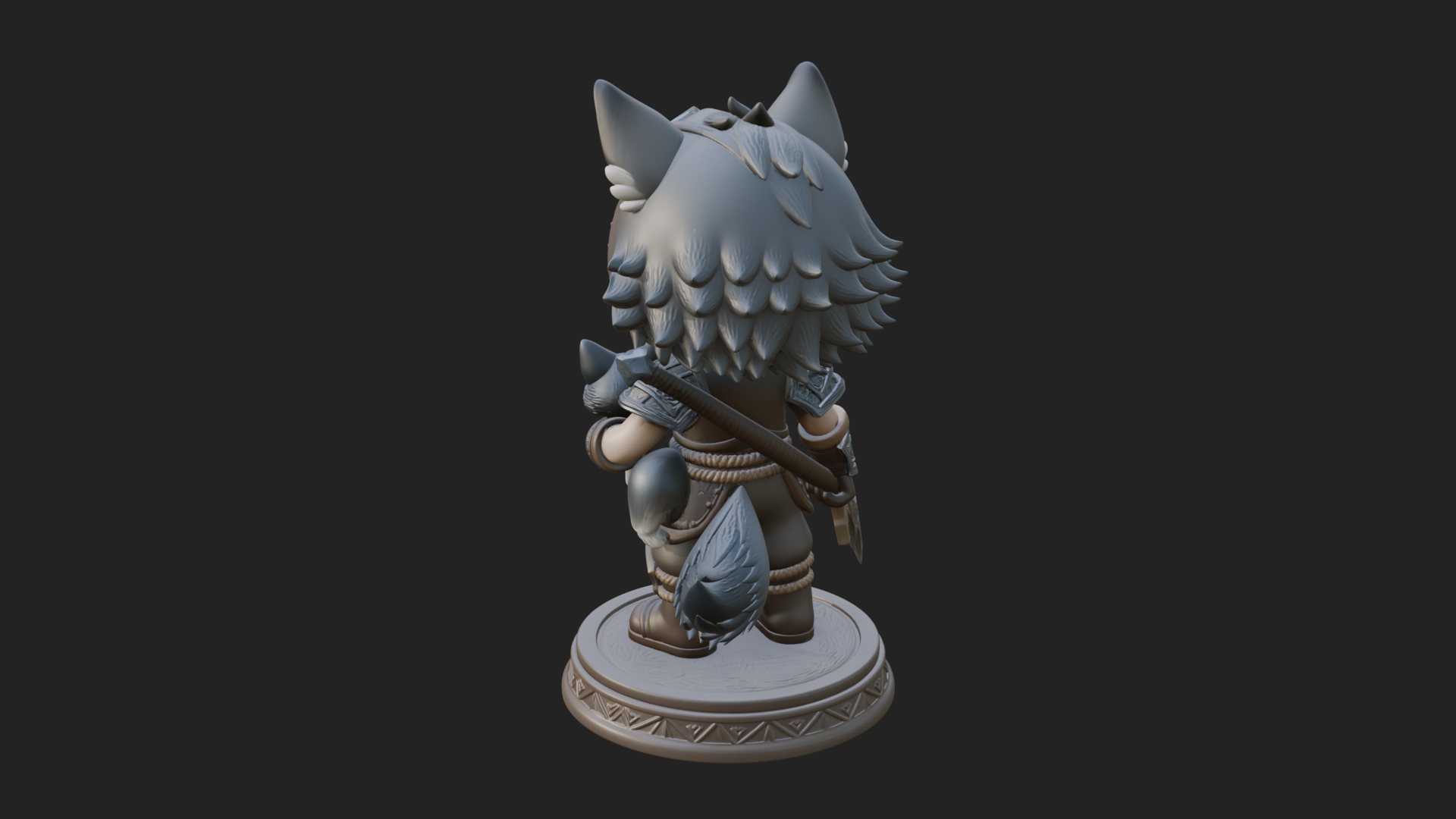 Chibi Wolf Helm Ranger Statue Design 2 3D Print Model 3D Model