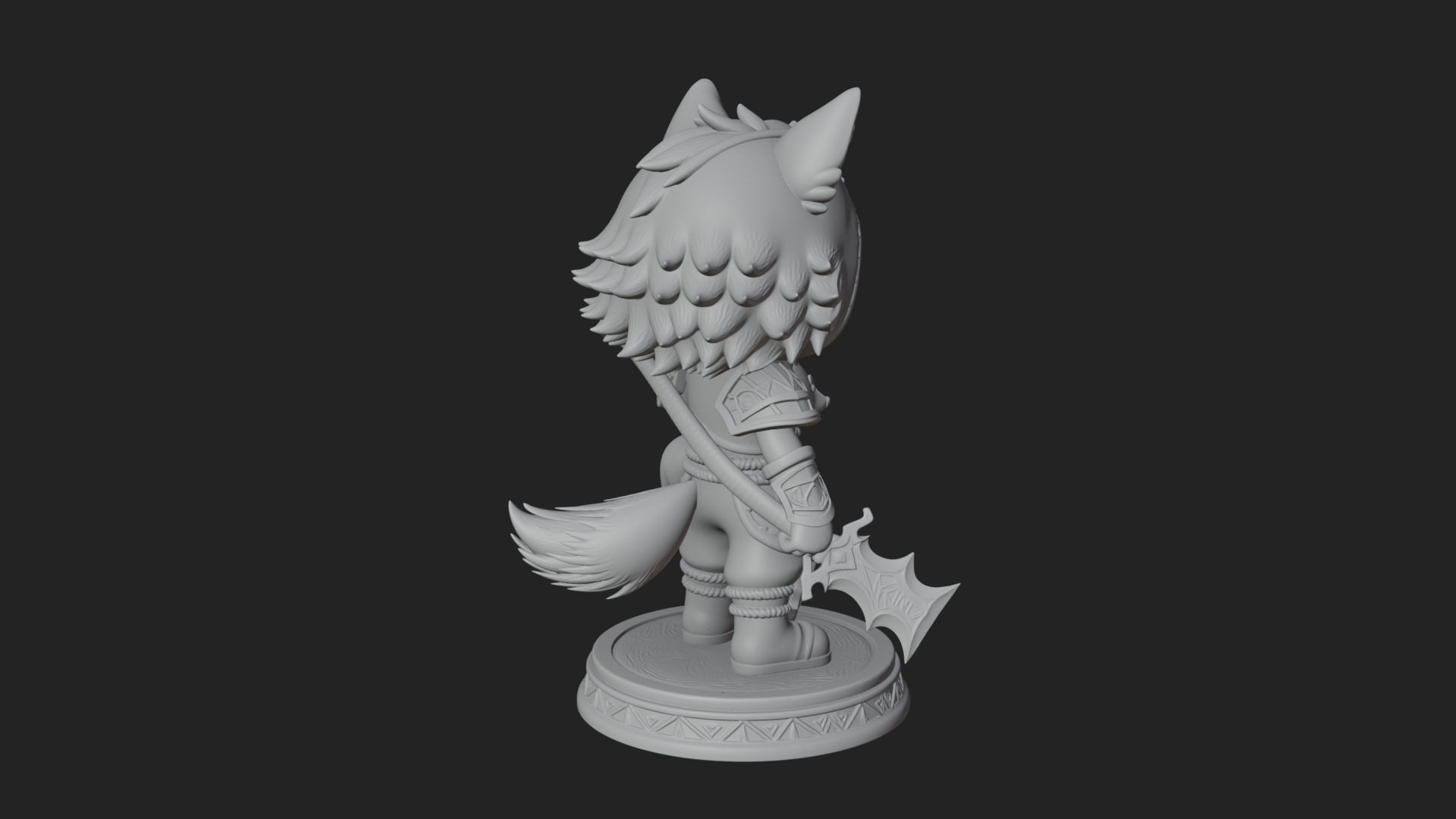 Chibi Wolf Helm Ranger Statue Design 2 3D Print Model 3D Model