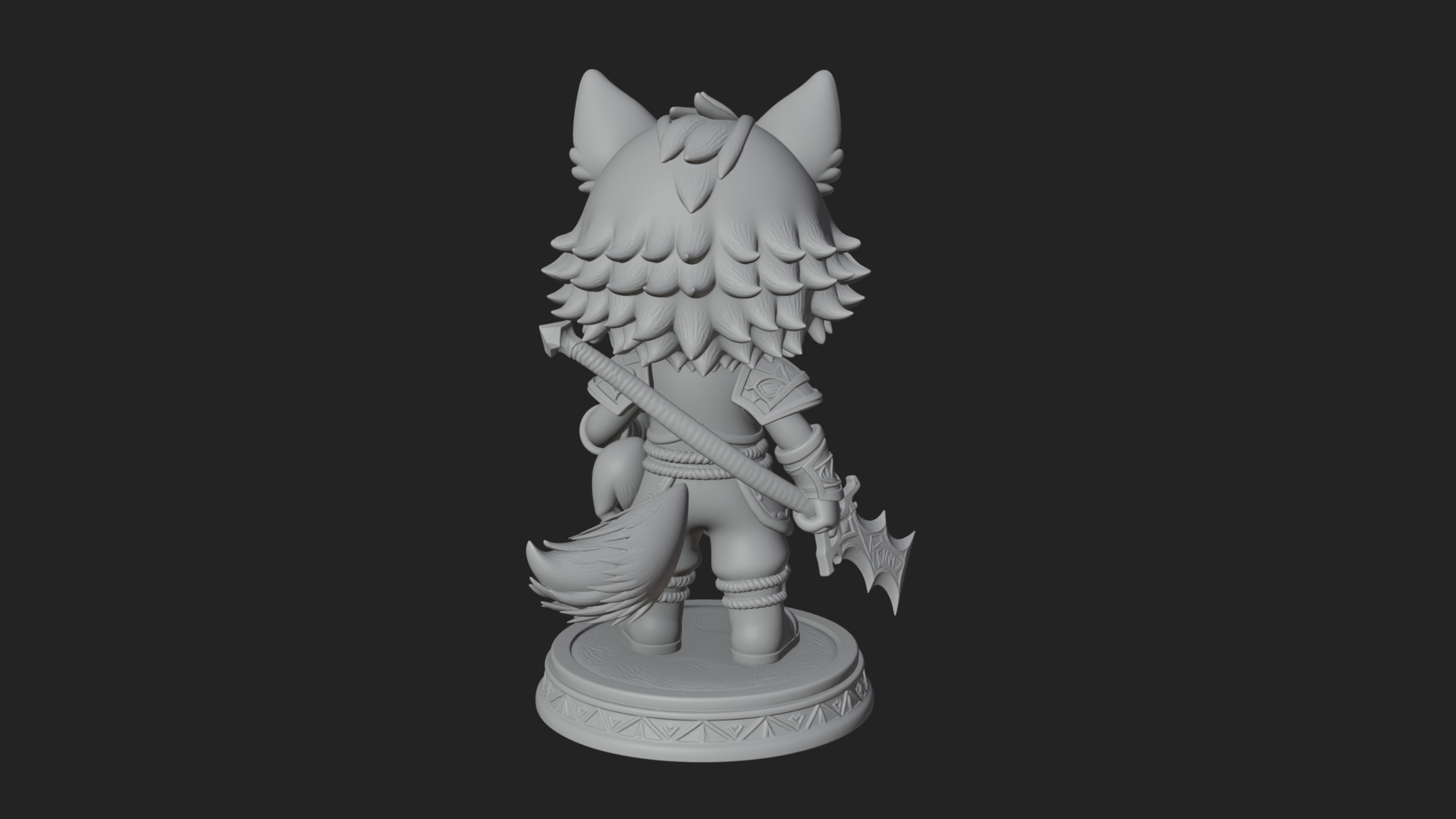 Chibi Wolf Helm Ranger Statue Design 2 3D Print Model 3D Model