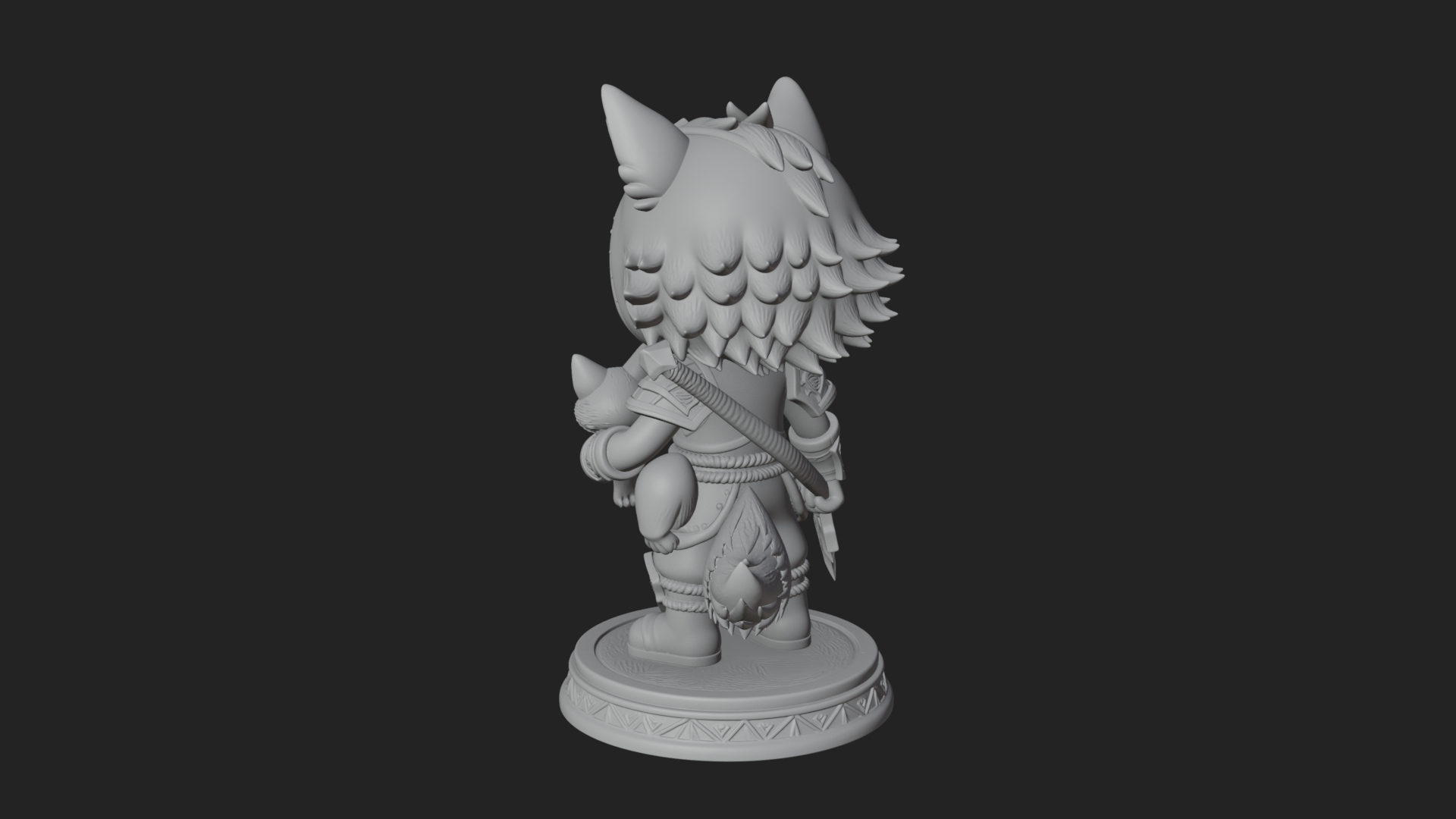 Chibi Wolf Helm Ranger Statue Design 2 3D Print Model 3D Model
