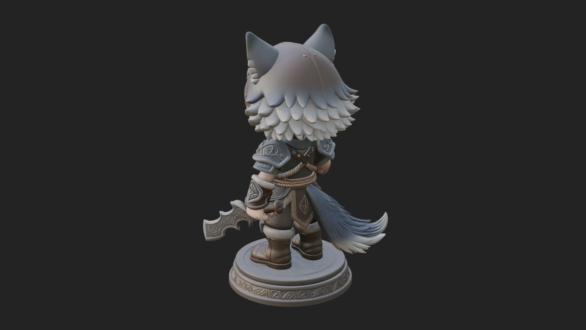 Chibi Wolf Helm Ranger Statue Design 3 3D Print Model 3D Model